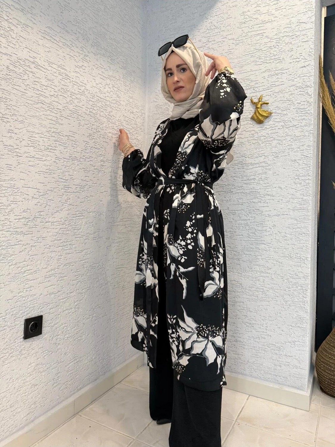 Aysun Aydemir Desenli Yazlık Tesettür Kimono görsel 3