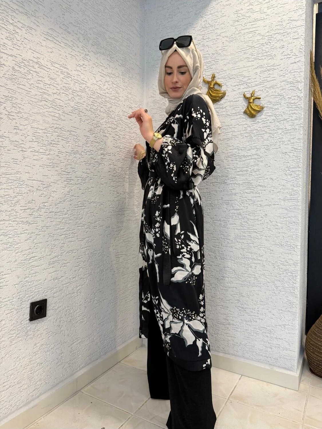 Aysun Aydemir Desenli Yazlık Tesettür Kimono görsel 4