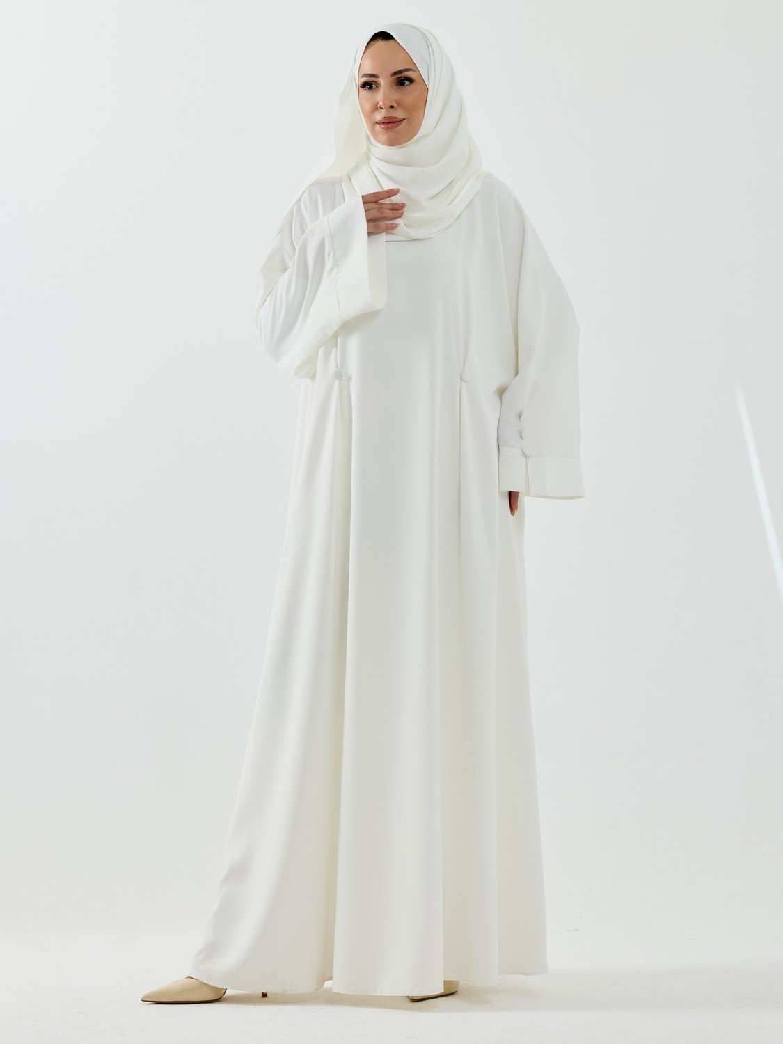 Kadeem Giyim Serra Şal Hediyeli Düğme Detaylı Dubai Abaya Takım Lacivert - 1015