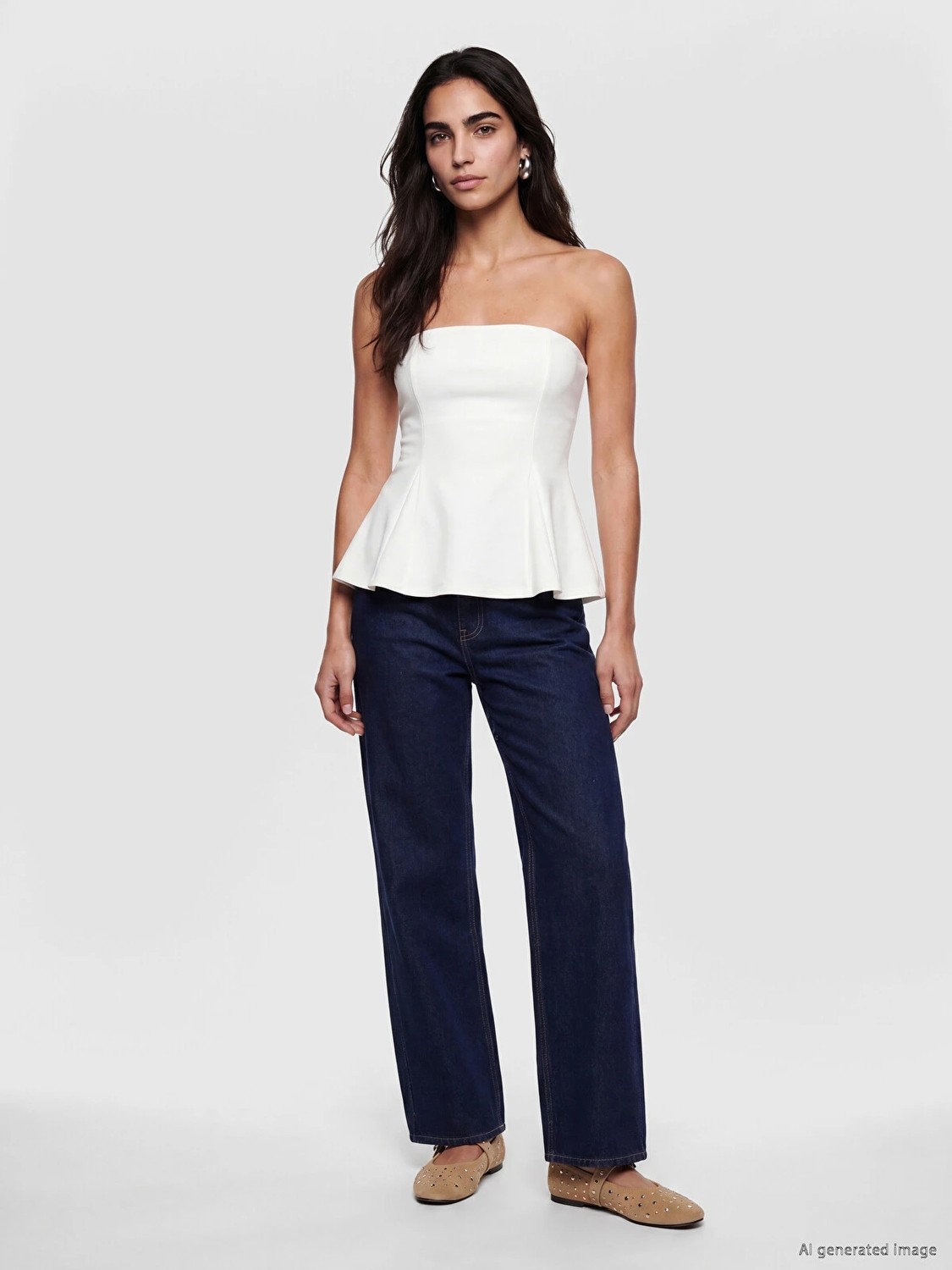 LC Waikiki Yeni Sezon Straplez Yaka Peplum Korse Bluz görsel 2