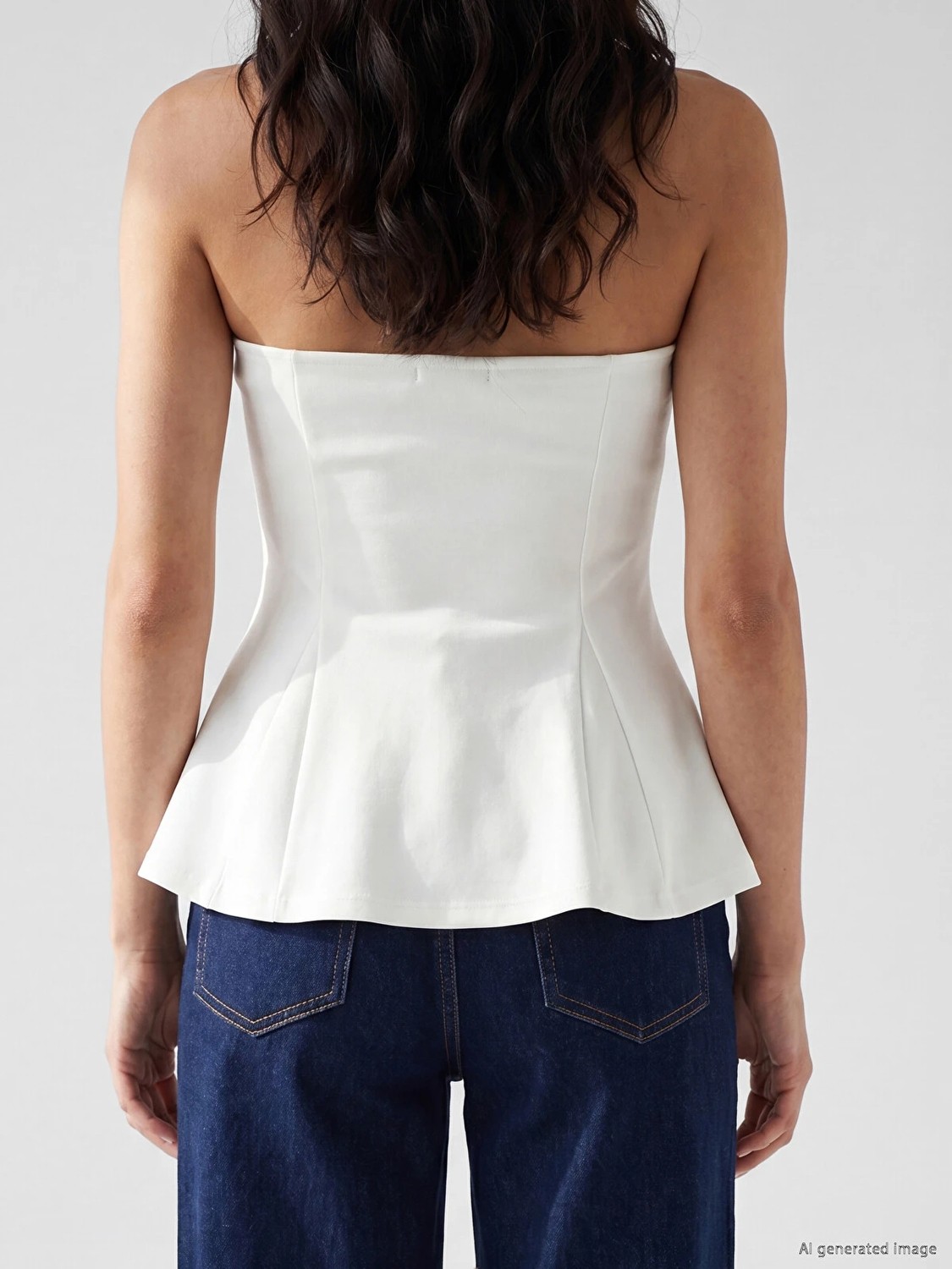 LC Waikiki Yeni Sezon Straplez Yaka Peplum Korse Bluz görsel 4