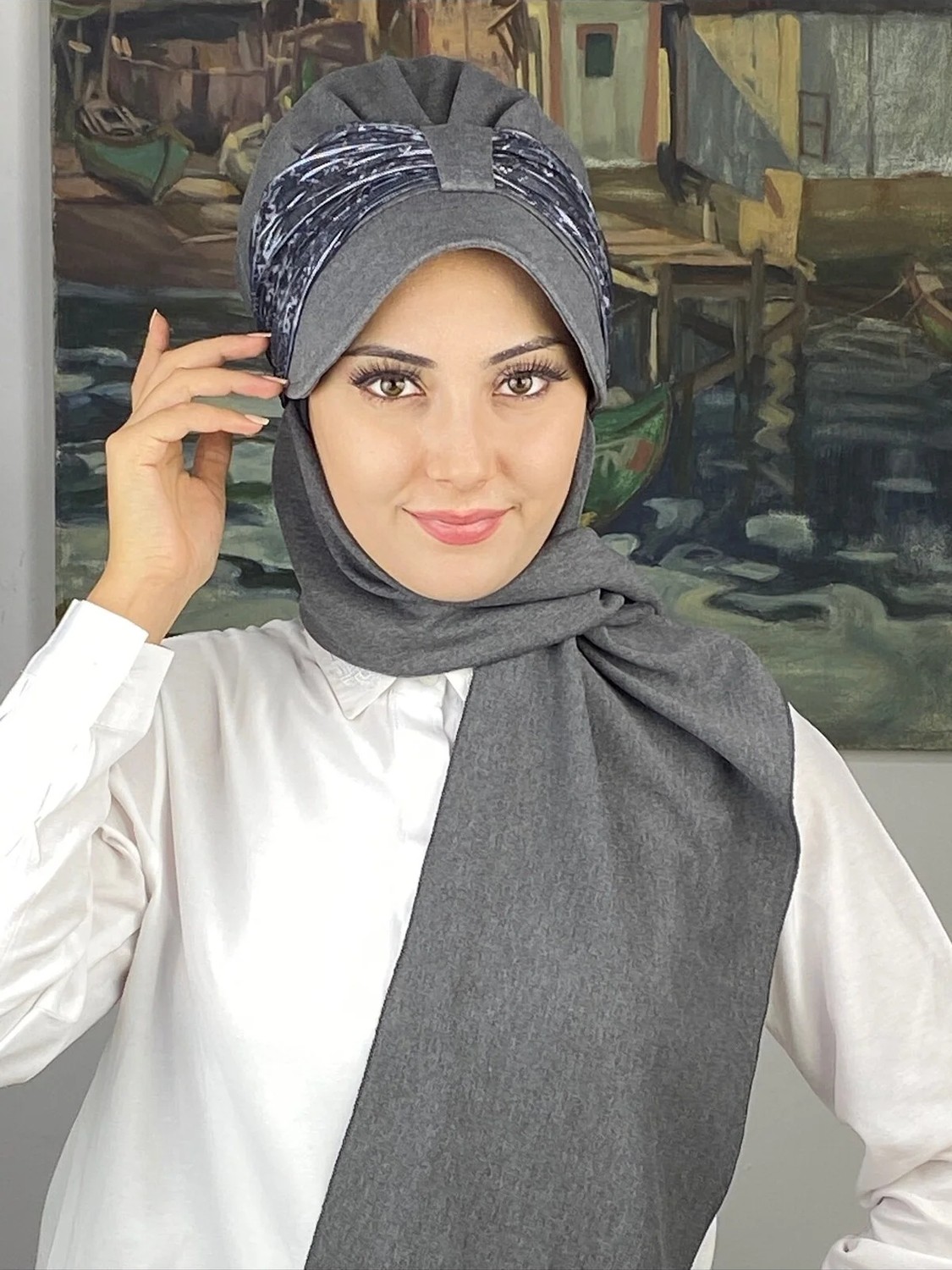 Butik Ambar Sultan Model Fularlı Atkılı Şapka görsel 2