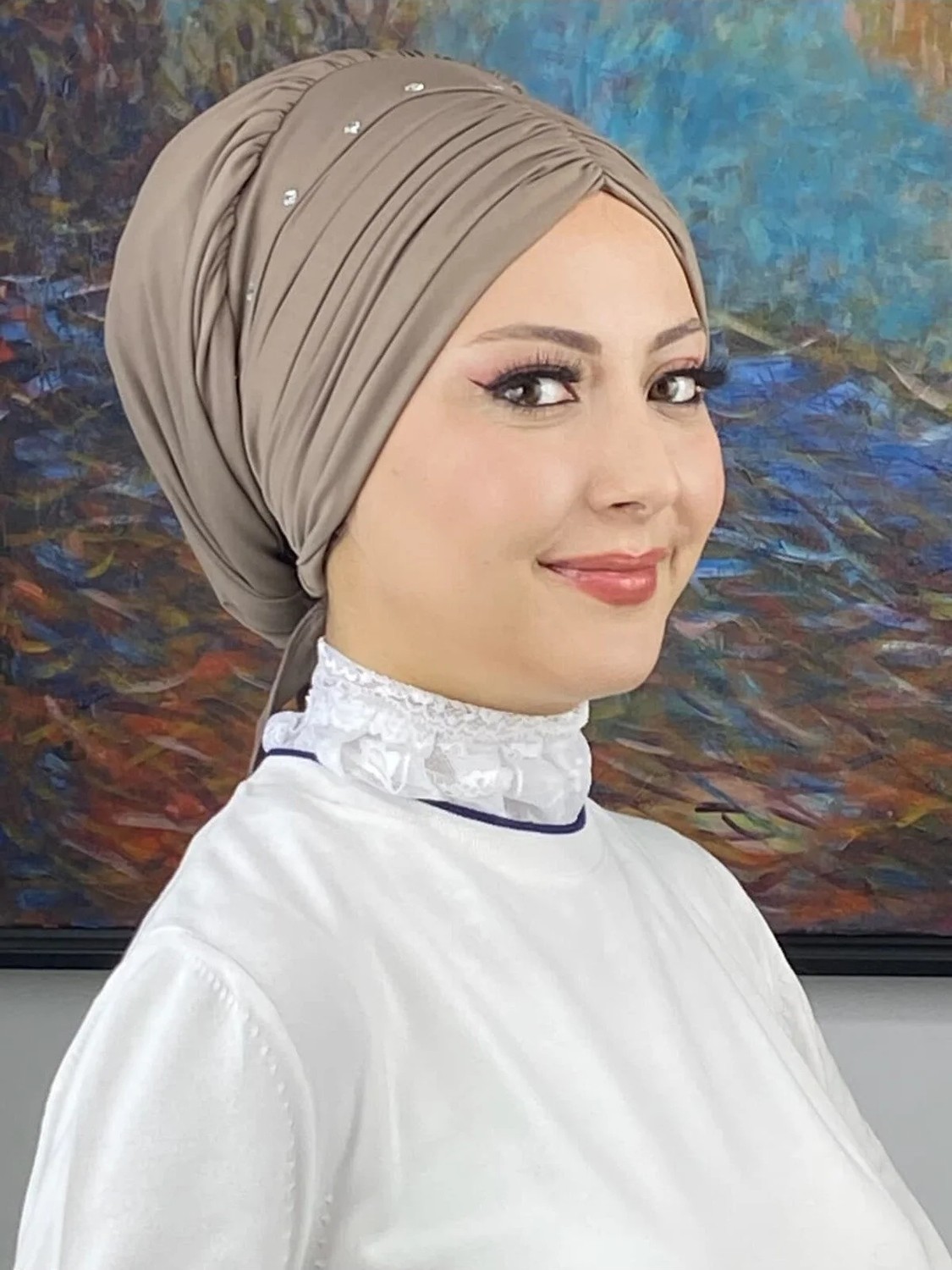 Butik Ambar Büzgülü Günlük Bone Şal