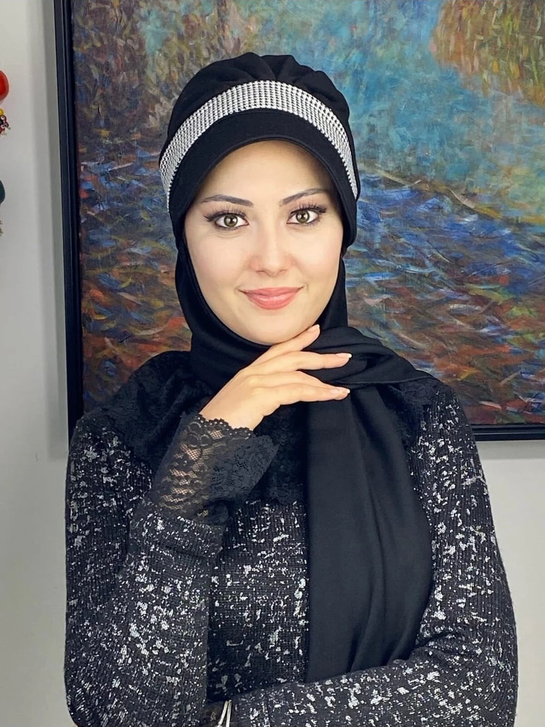 Butik Ambar Beyaz Kazayağı Desenli Şapka