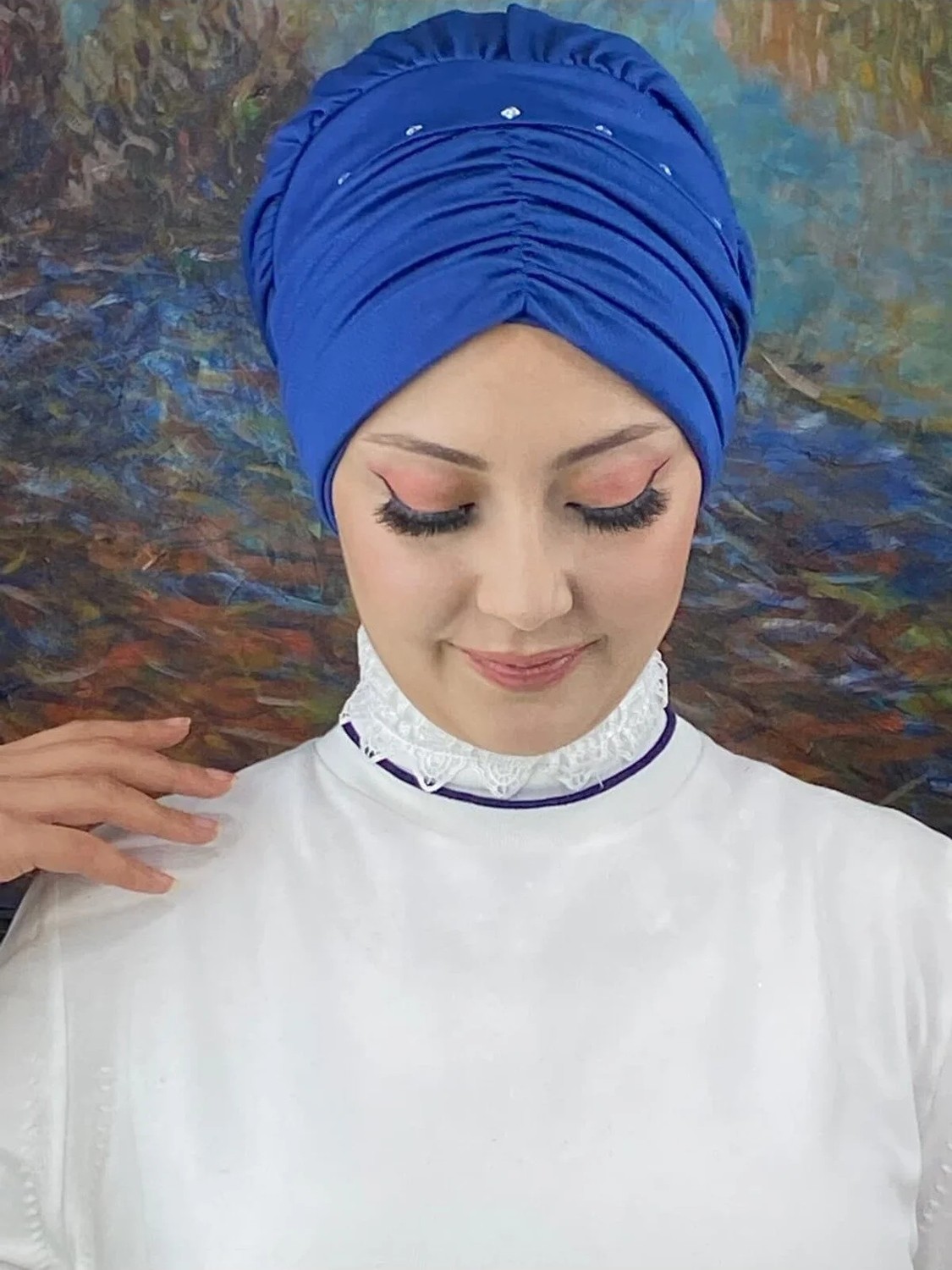 Butik Ambar Büzgülü Günlük Bone Şal görsel 2