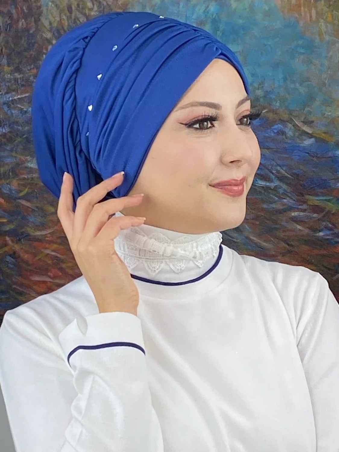 Butik Ambar Büzgülü Günlük Bone Şal görsel 4