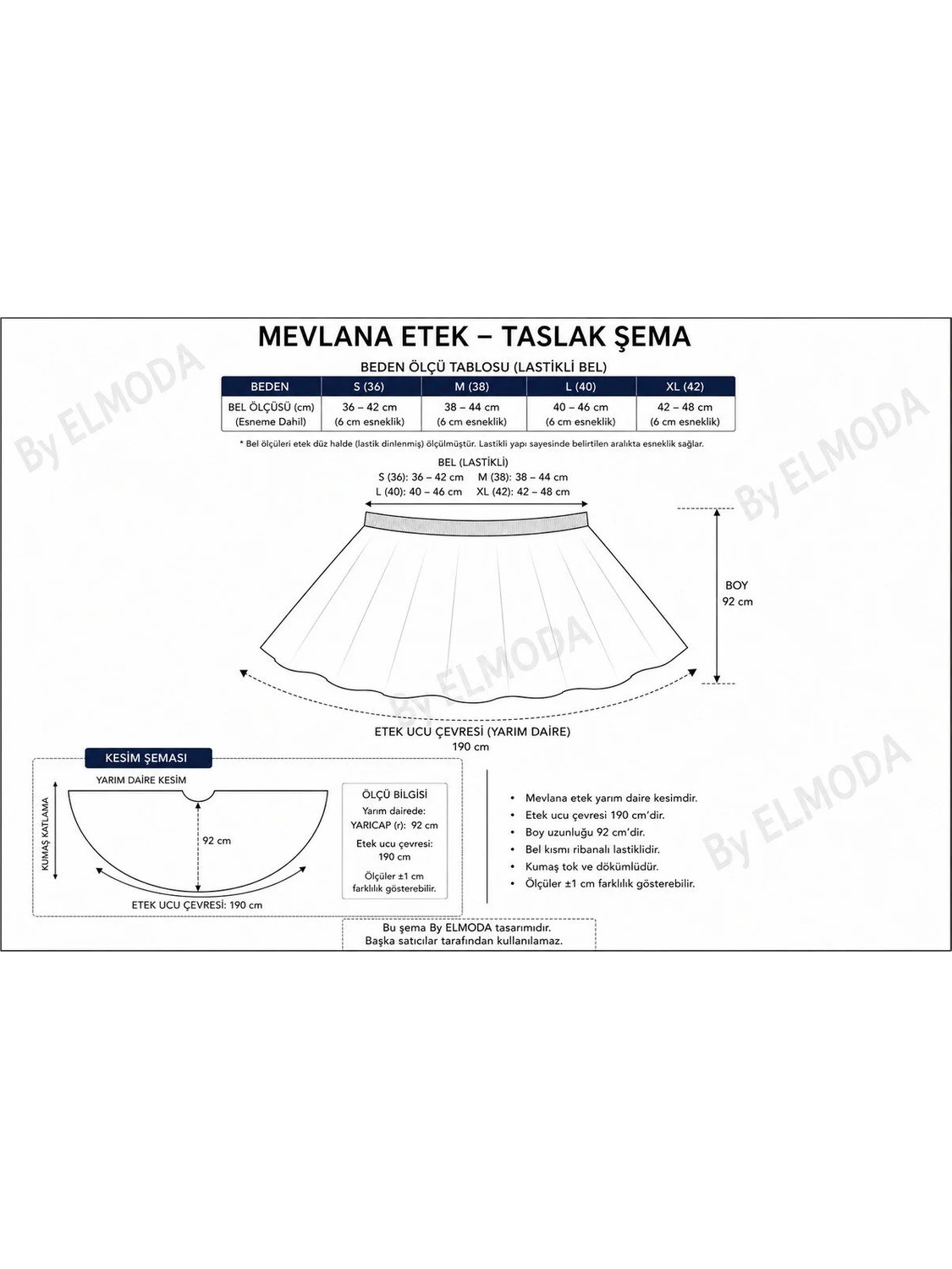 El Moda Kadın Ribanalı Şort Astarlı Saten Tam Daire Mevlana Etek görsel 4