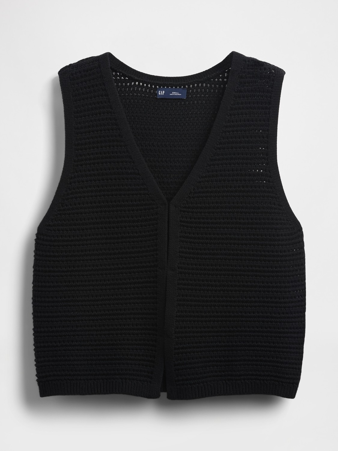 Gap Kadın Siyah 100% Pamuk Crochet Yelek görsel 6