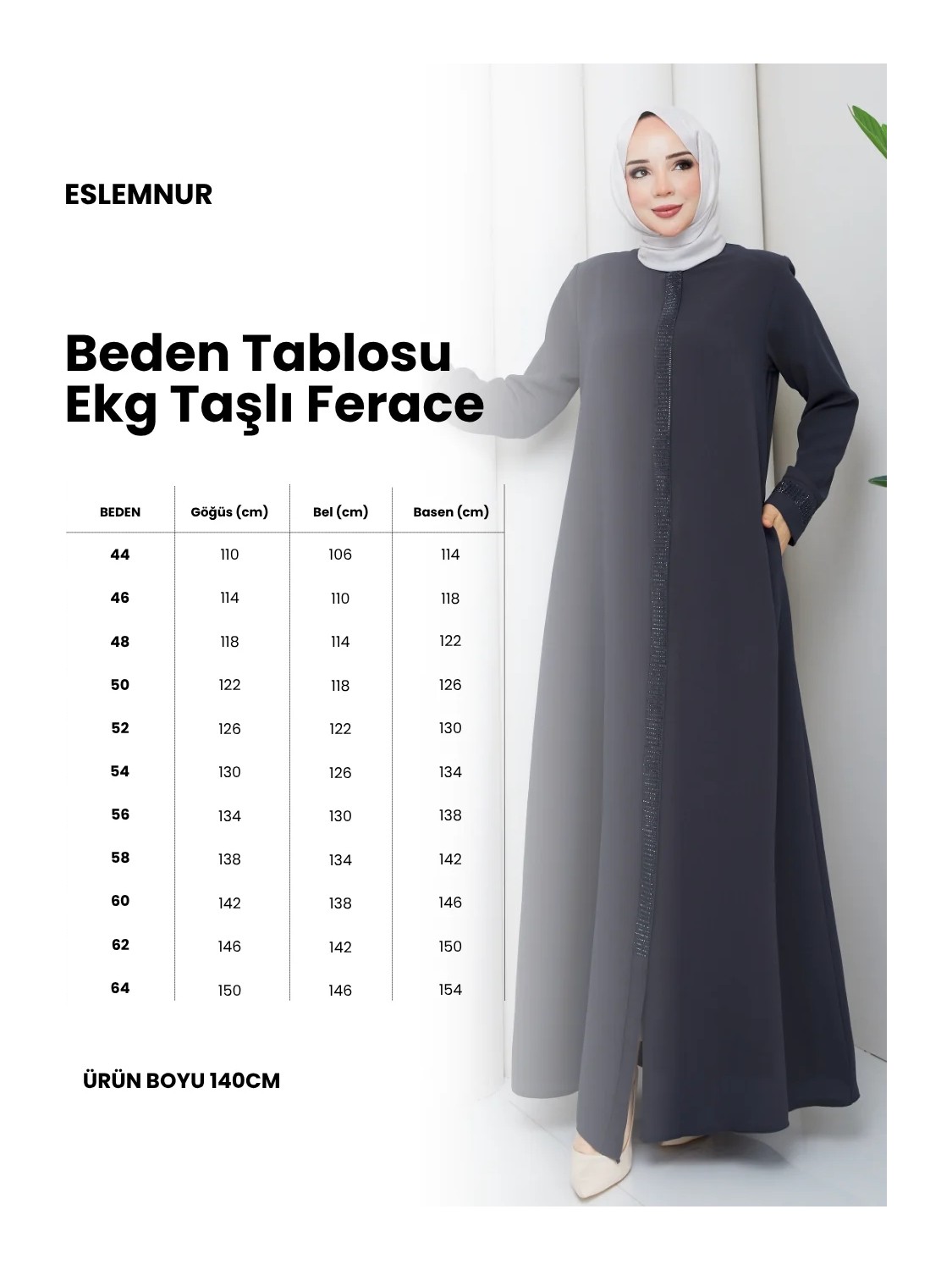Eslemnur EKG TAŞLI FERACE görsel 8