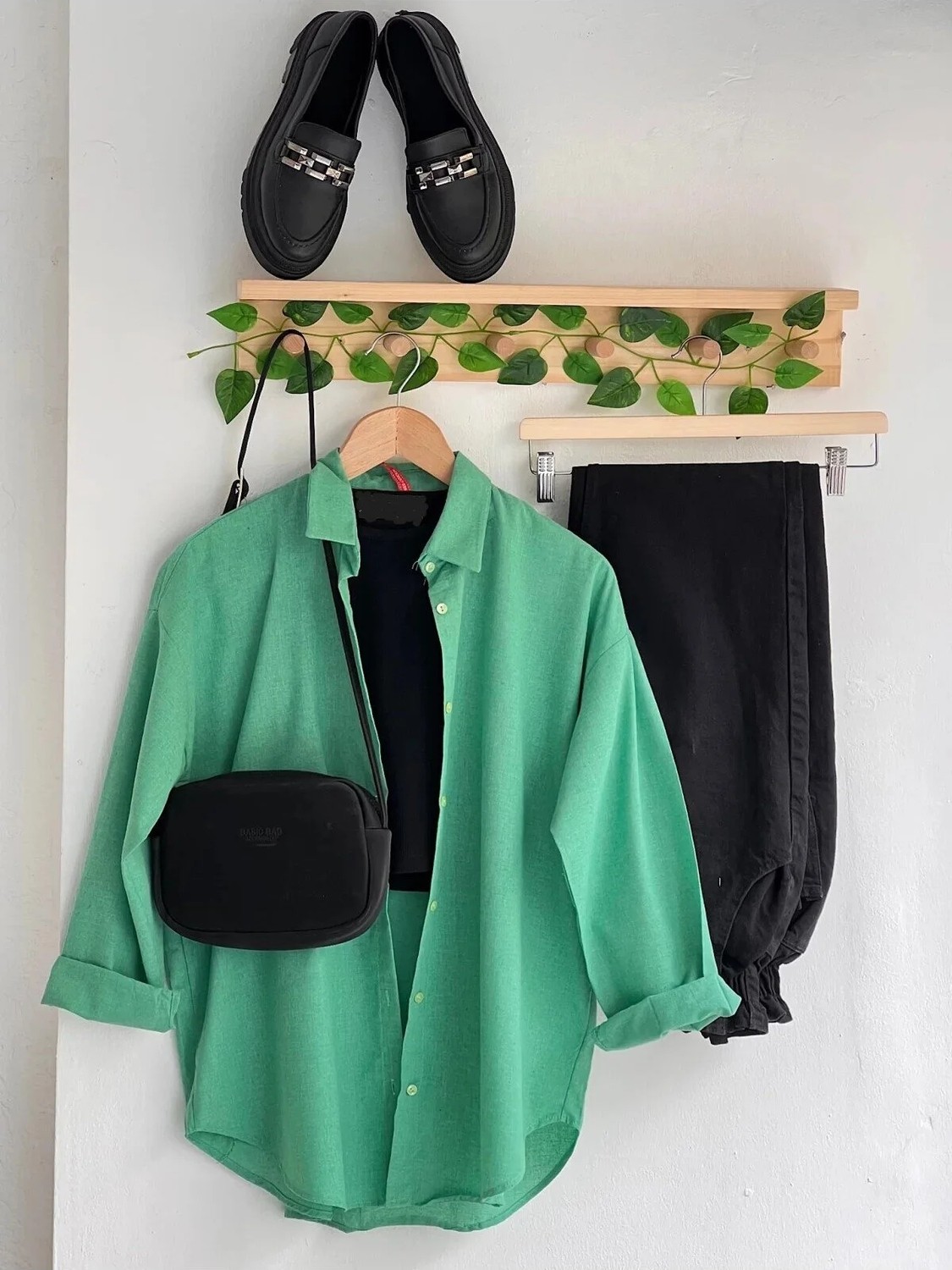 Exit Collection Kadın Tesettür Keten Önü Bağlamalı 2 Bağcıklı Modern Şık Etek Üsttü Kahverengi Kimono Gömlek