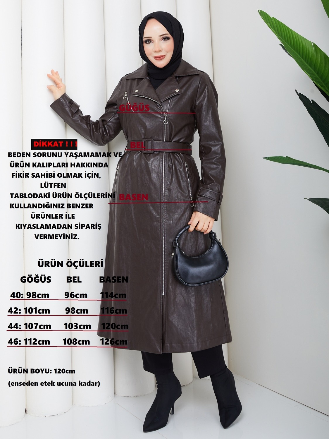 Doque Kadın Kışlık Deri Kaban Fermuarlı Suni Deri Spor Genç Model 54009 Kahve görsel 4