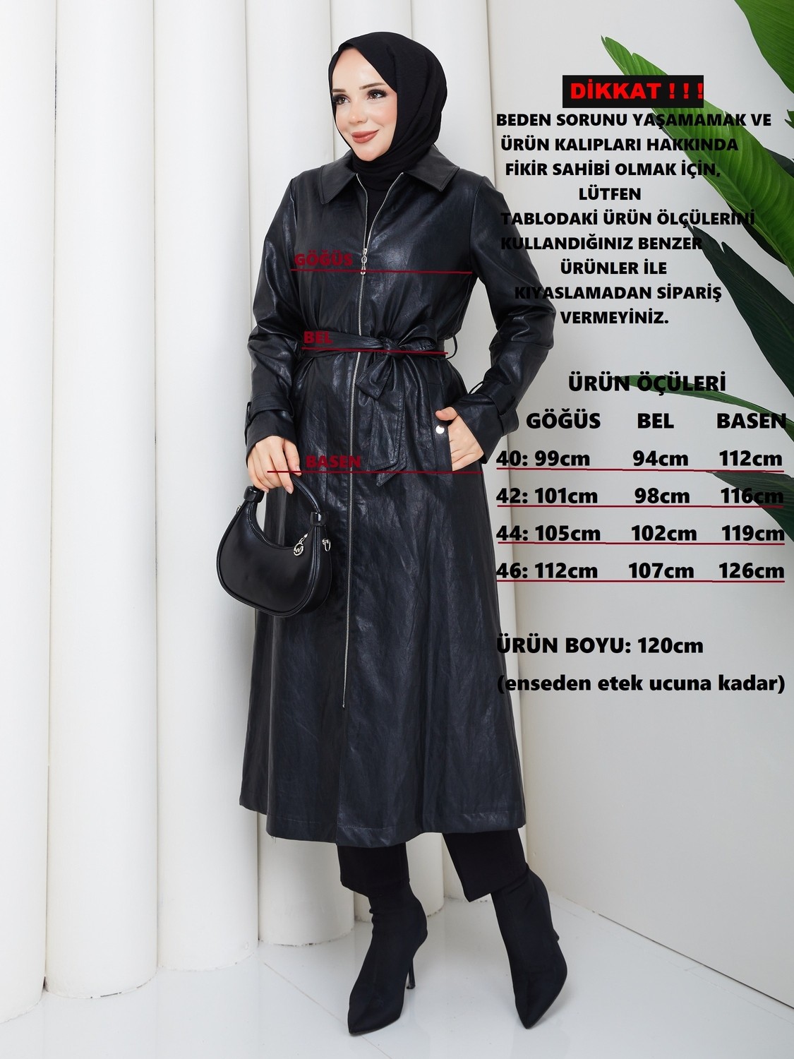 Doque Kadın Kışlık Deri Kaban Fermuarlı Suni Deri 54007 Siyah görsel 4