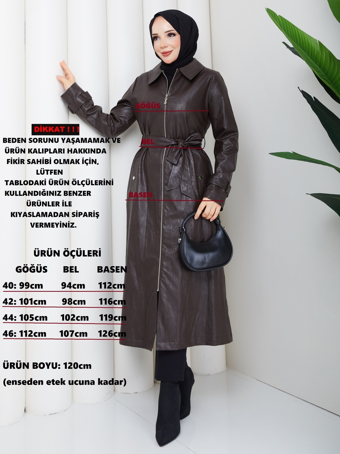 Doque Kadın Kışlık Deri Kaban Fermuarlı Suni Deri 54007 Kahve görsel 4