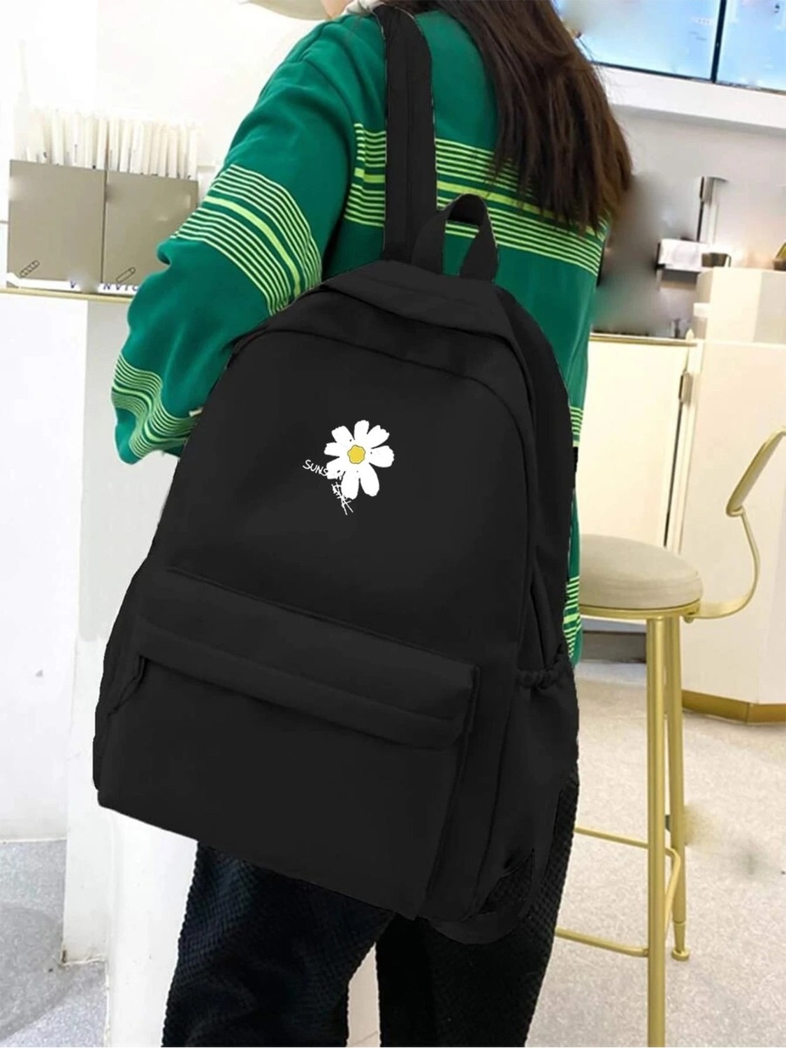 Touz Moda Daisy Detail Baskılı Okul, Dershane, Kurs Sırt Çantası görsel 3