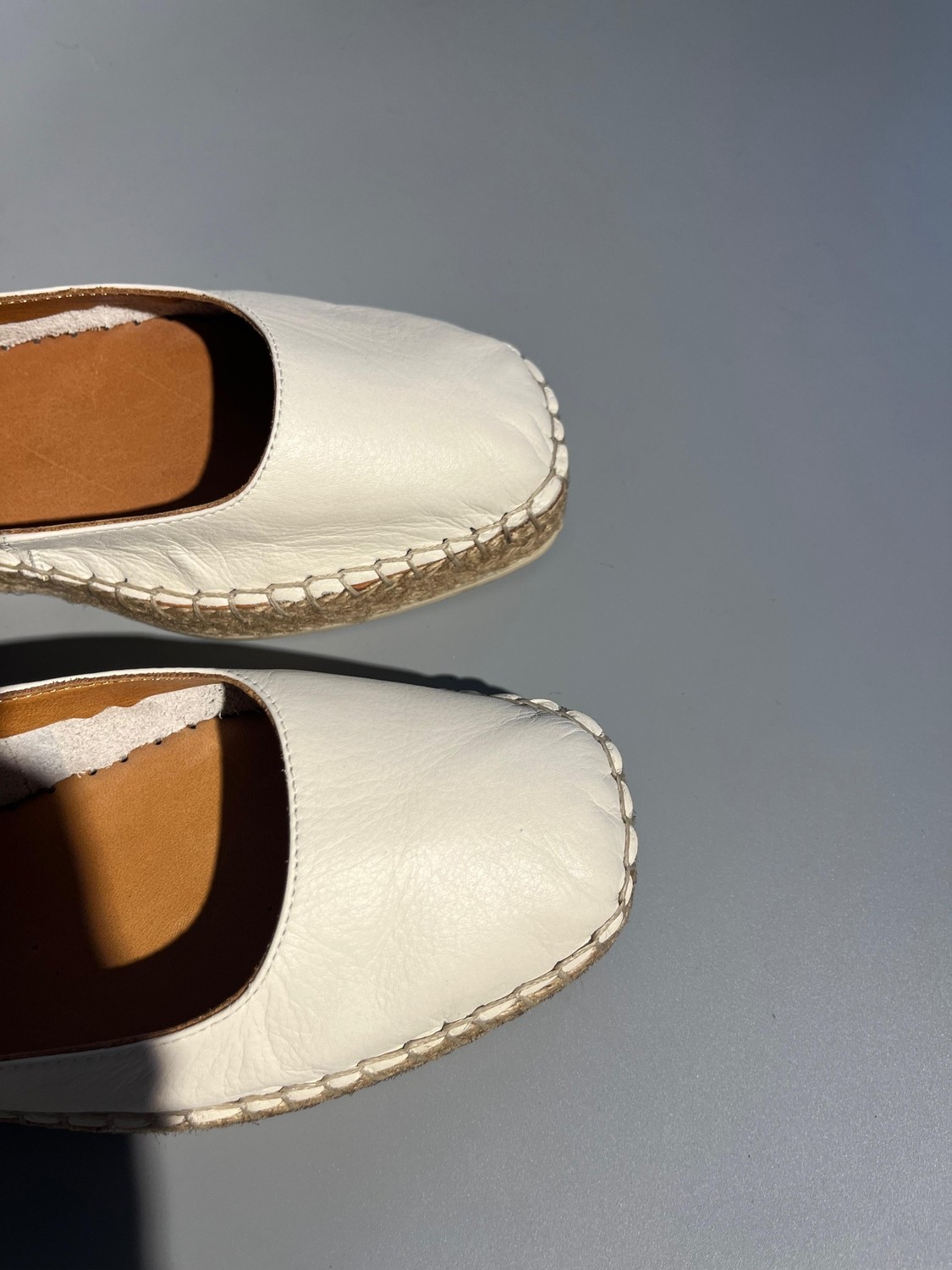 Butik Nobleshoes Hakiki Deri Bej Espadril Kadın Babet görsel 5