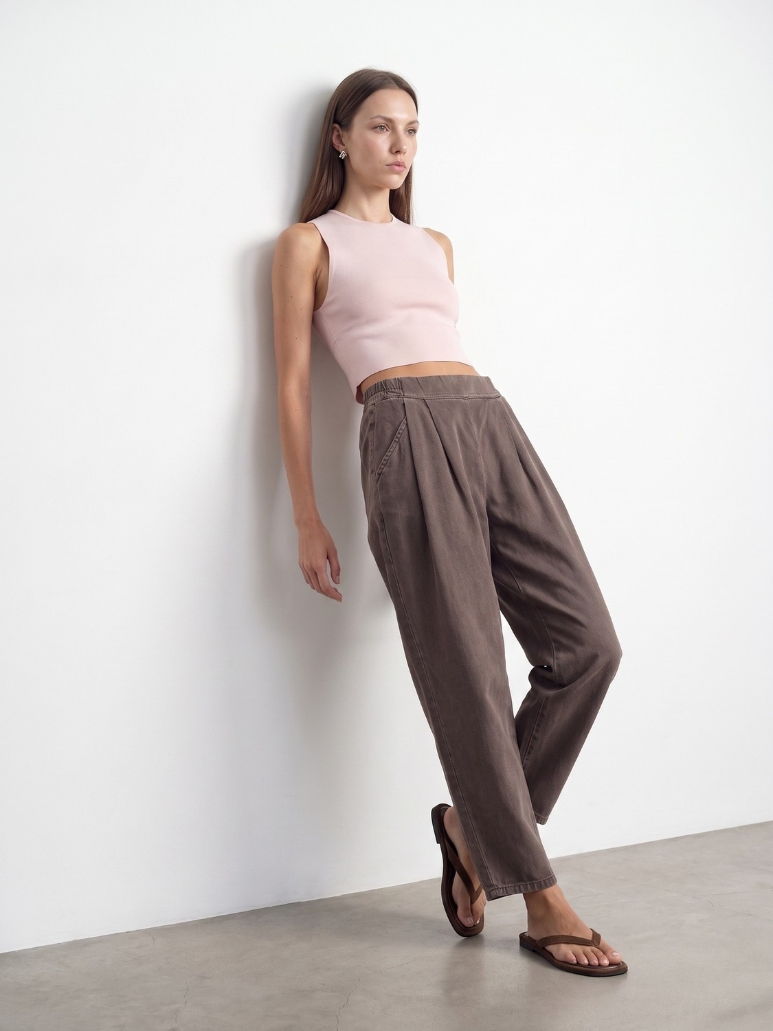 Dilvin 72349 %100 Pamuk Beli Lastikli Jean-Kahve