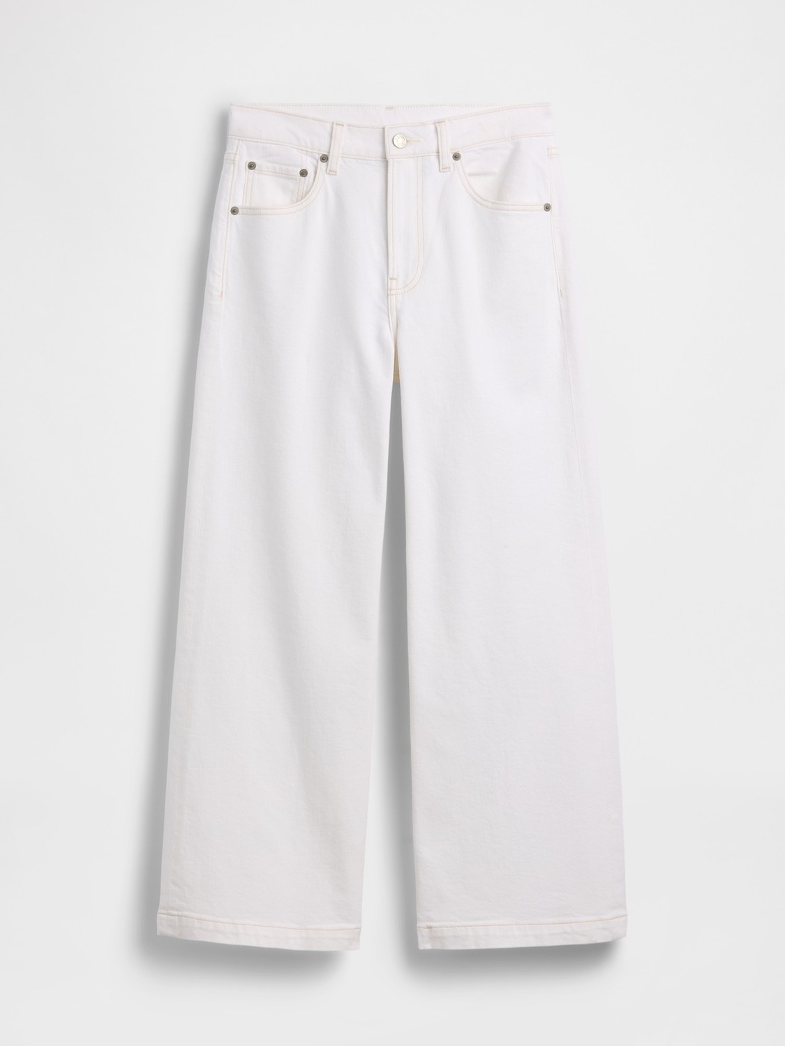 Gap Kadın Beyaz High Rise Stride Wide-Leg Ankle Jean Pantolon görsel 2