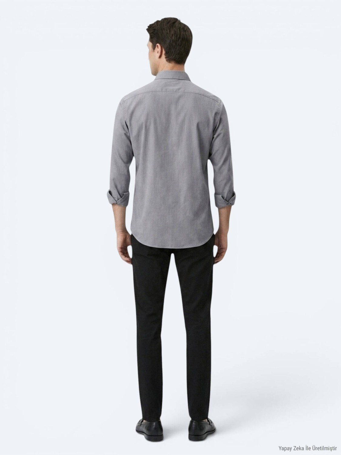 Kip Gri Regular Fit Uzun Dokuma Casual Pamuk Karışımlı Gömlek görsel 5