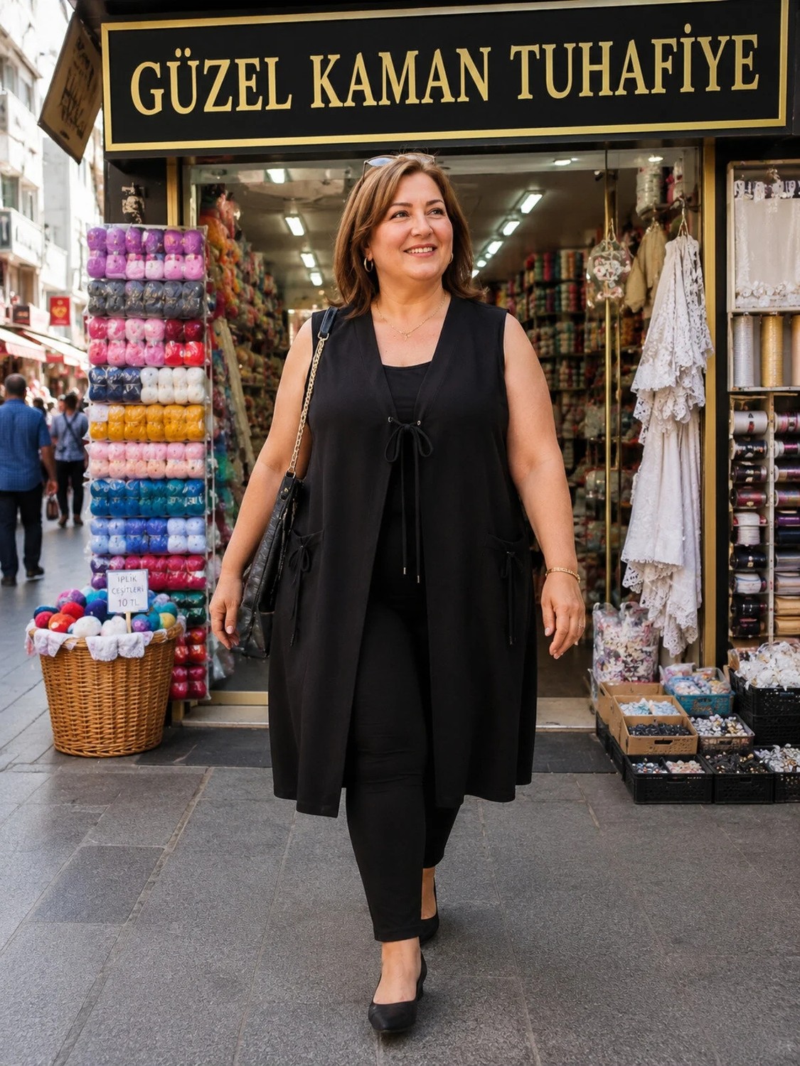 Sıla Büyük Beden Yelek Siyah File Tarzi Önden Baglamalı 1 Adet Kaliteli Kullanışlı Güzel Şık görsel 3