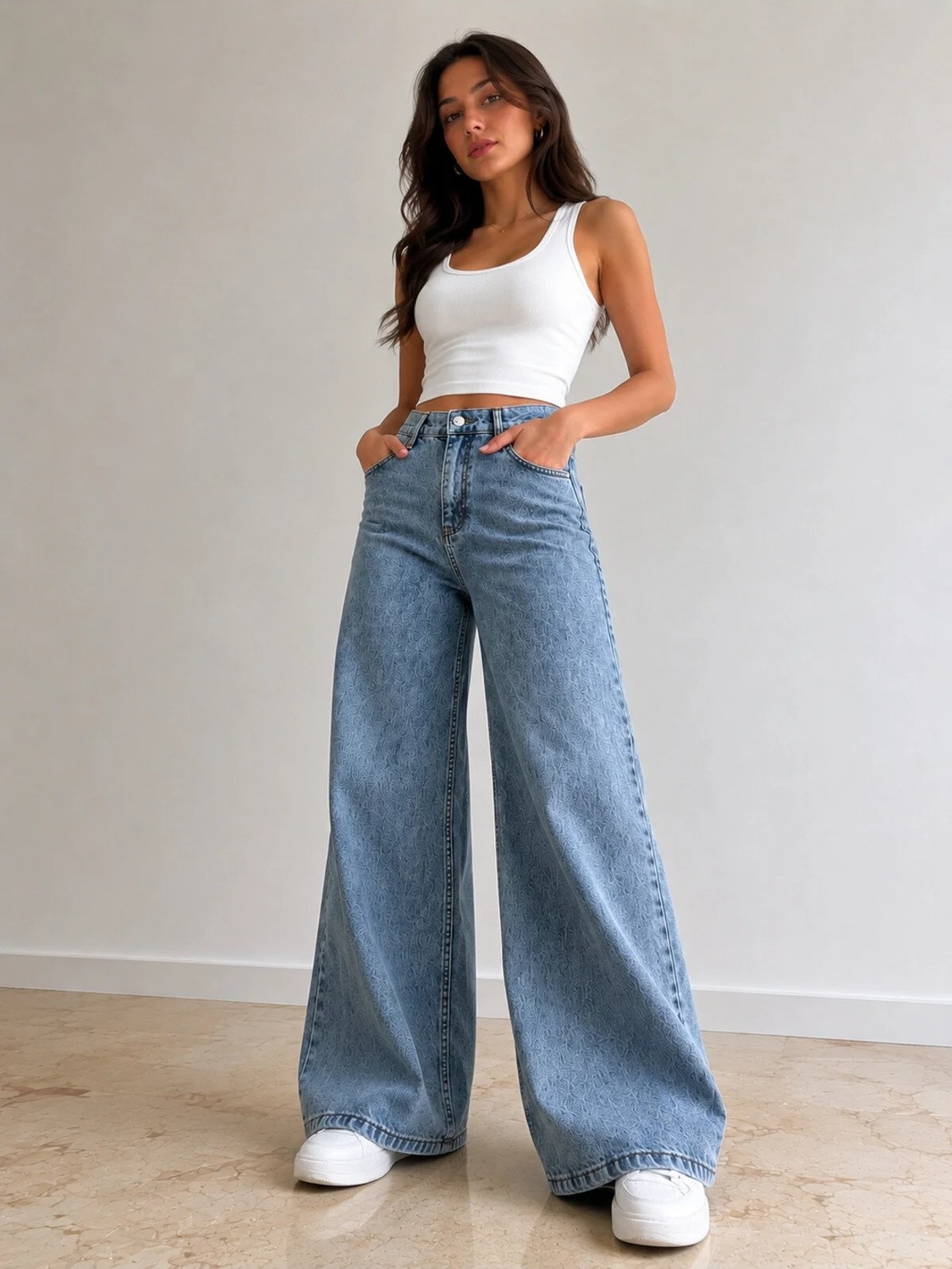 St.Poll Christian 90's Palazzo Salaş Paça Süper Yüksek Bel Jean Pantolon