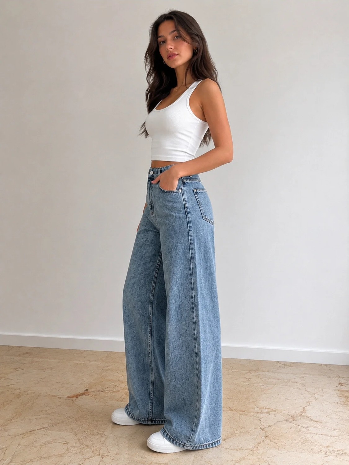St.Poll Christian 90's Palazzo Salaş Paça Süper Yüksek Bel Jean Pantolon görsel 2