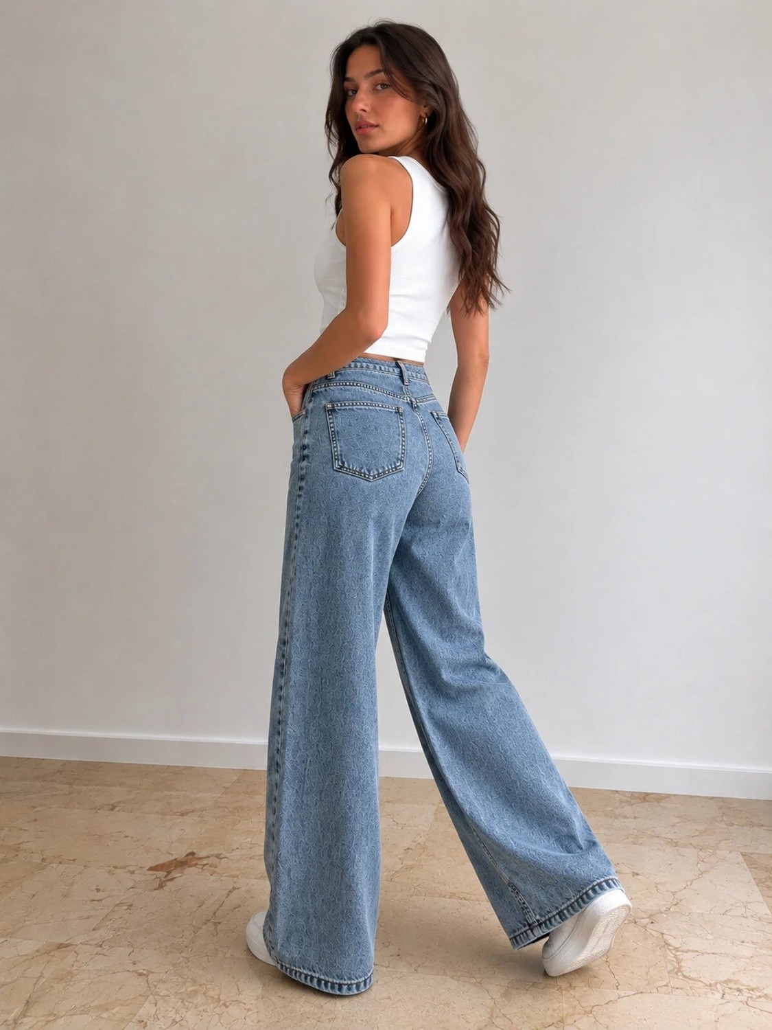 St.Poll Christian 90's Palazzo Salaş Paça Süper Yüksek Bel Jean Pantolon görsel 4