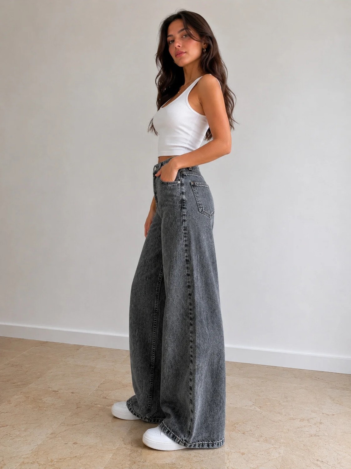 St.Poll Christian 90's Palazzo Salaş Paça Süper Yüksek Bel Jean Pantolon görsel 7