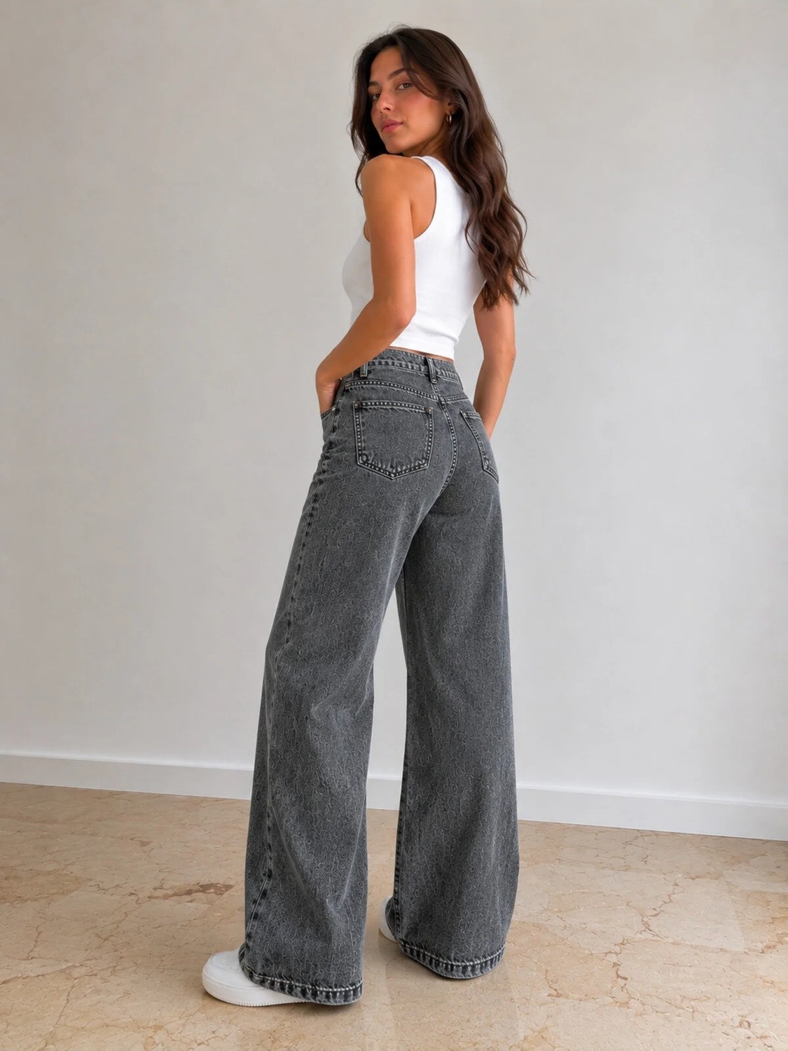 St.Poll Christian 90's Palazzo Salaş Paça Süper Yüksek Bel Jean Pantolon görsel 8