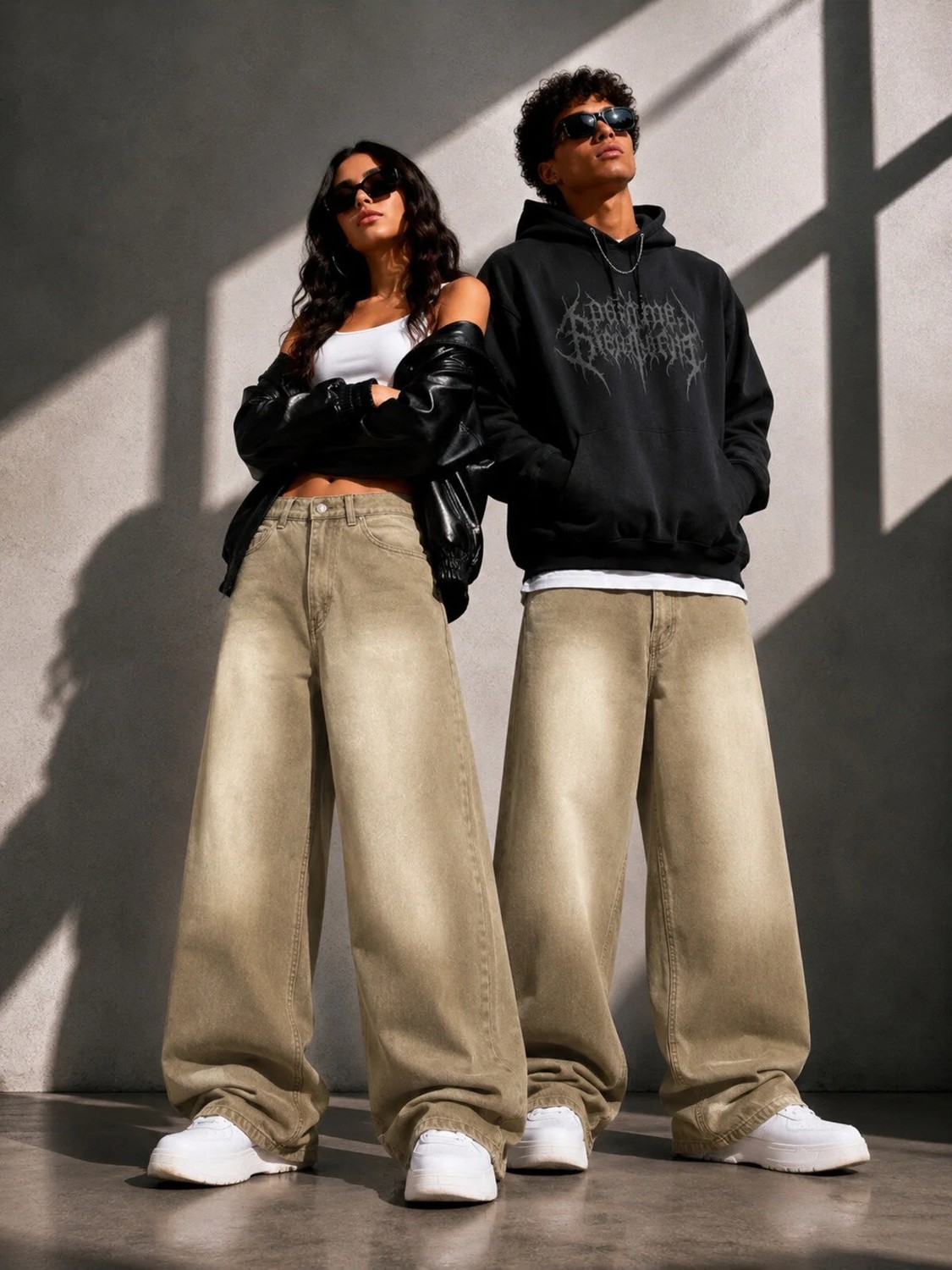 St.Poll Vintage Siyah Yıkamalı Unisex Baggy Jean