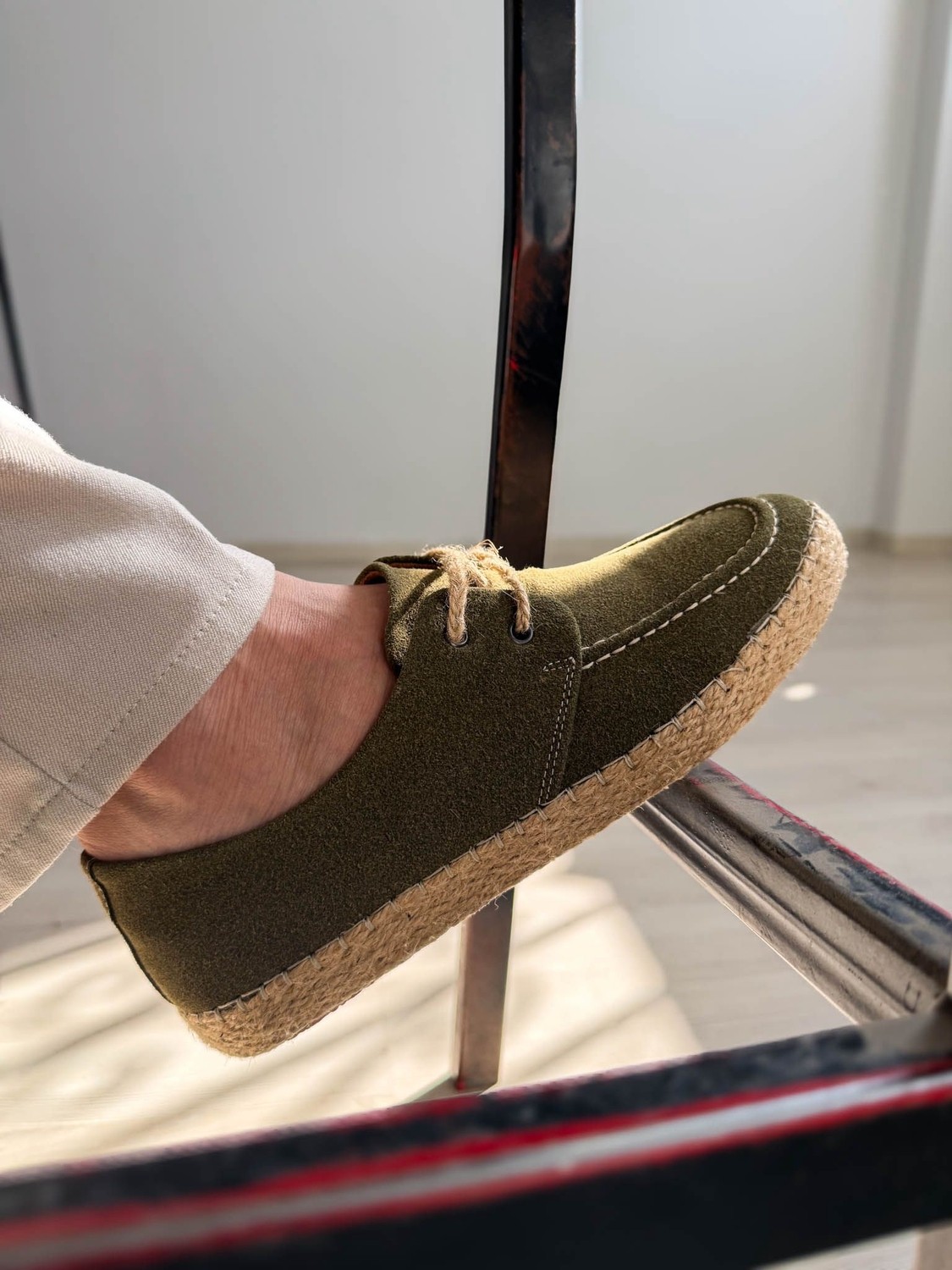 Zerenyus ZRK-T36 Premium Üst Kalite Haki Klasik Erkek Espadril görsel 4
