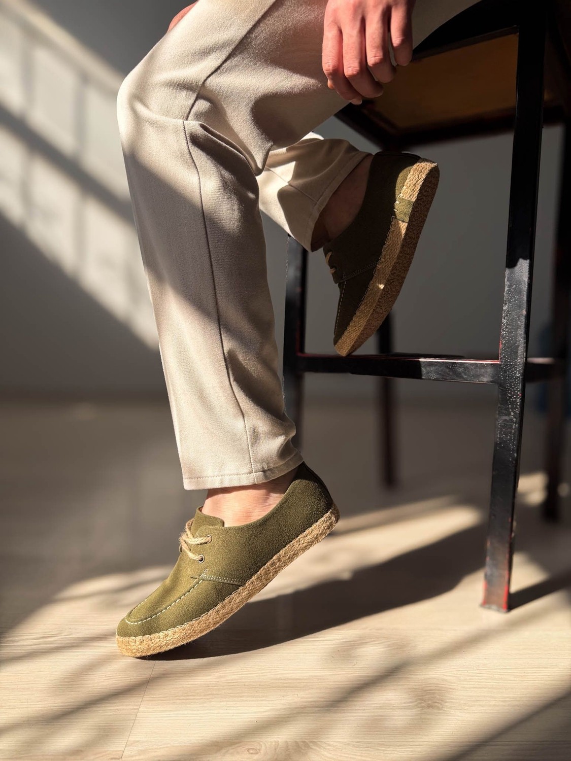 Zerenyus ZRK-T36 Premium Üst Kalite Haki Klasik Erkek Espadril görsel 5