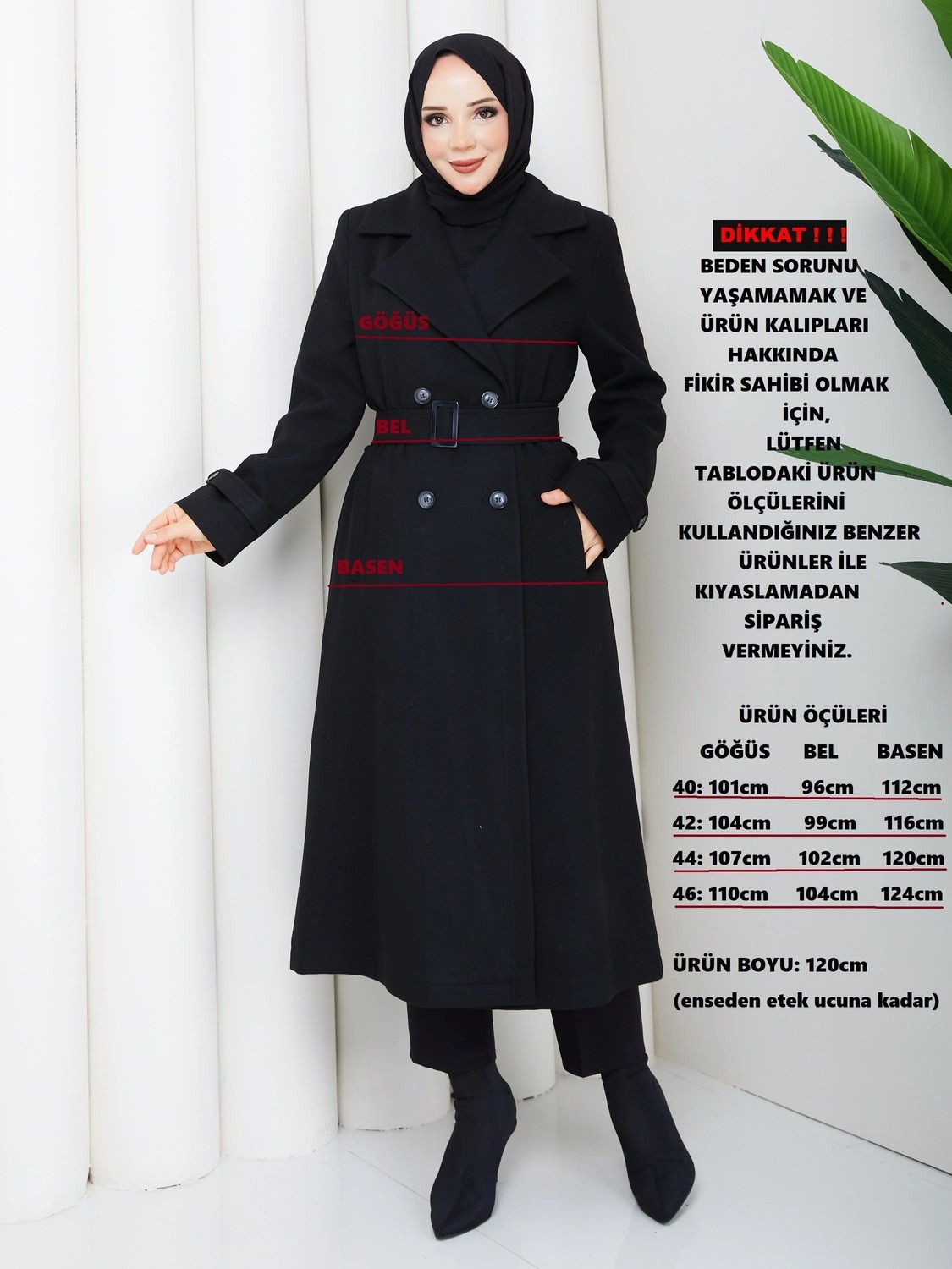 Doque Araboy Kışlık Kadın Kaşe Kaban Sade Spor Model Kuruvaze Çift Düğme 57021 görsel 4