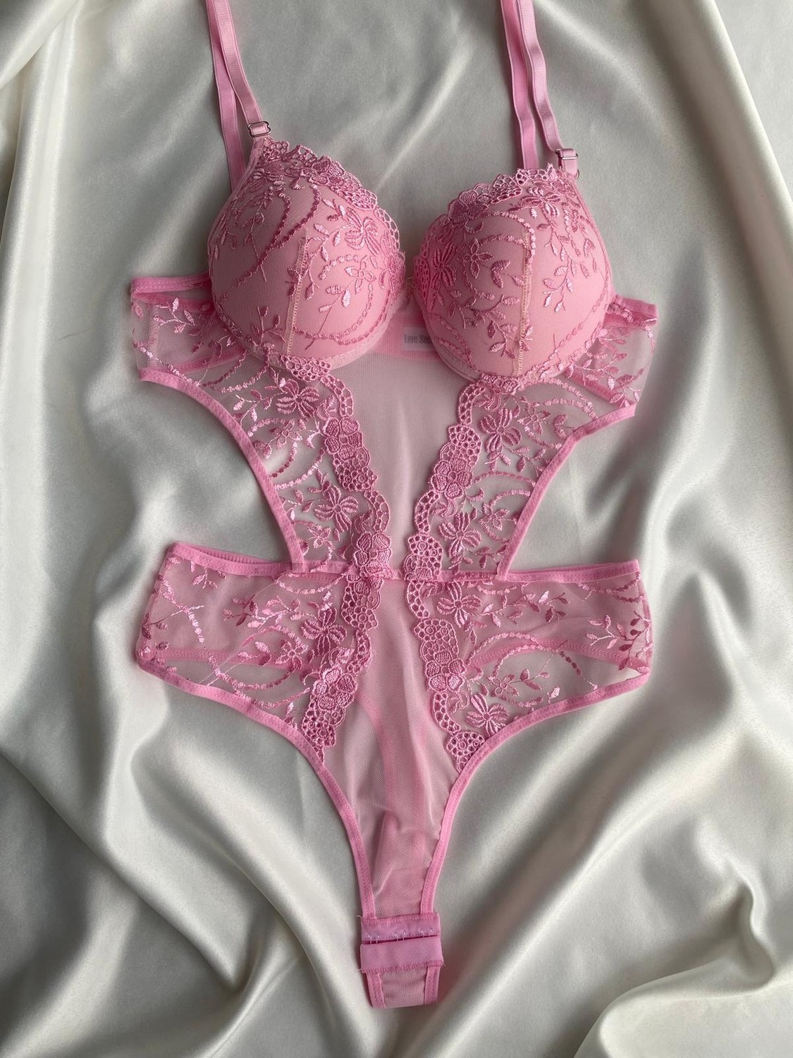 Gold Night Kadın Dantelli Deri Bordo Transparan Çıtçıtlı Sütyenli Body Bodysuit Fantezi Iç Çamaşır görsel 6