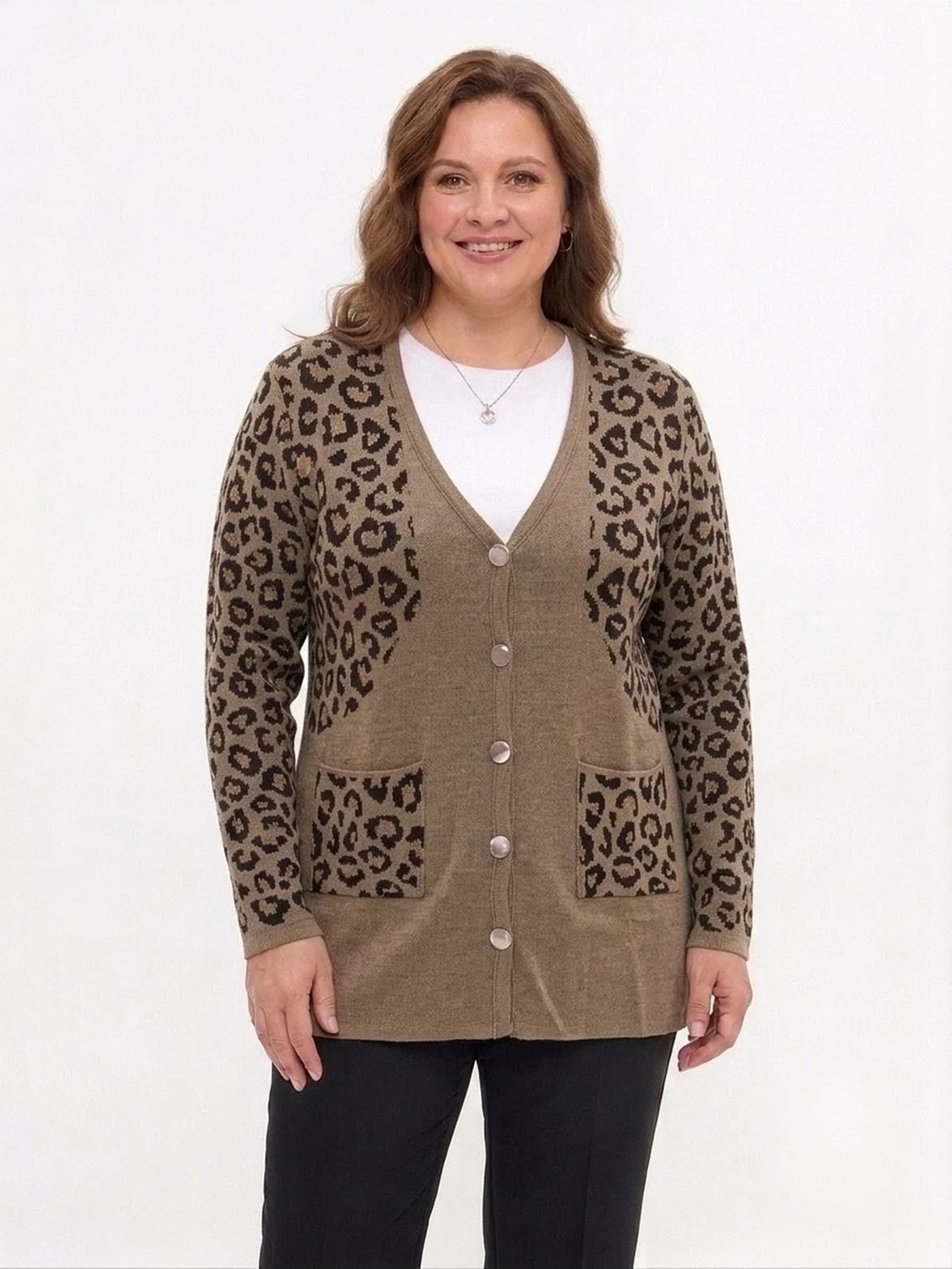 Onno Style Simli Leopar Desen Klasik Düğmeli Ceket