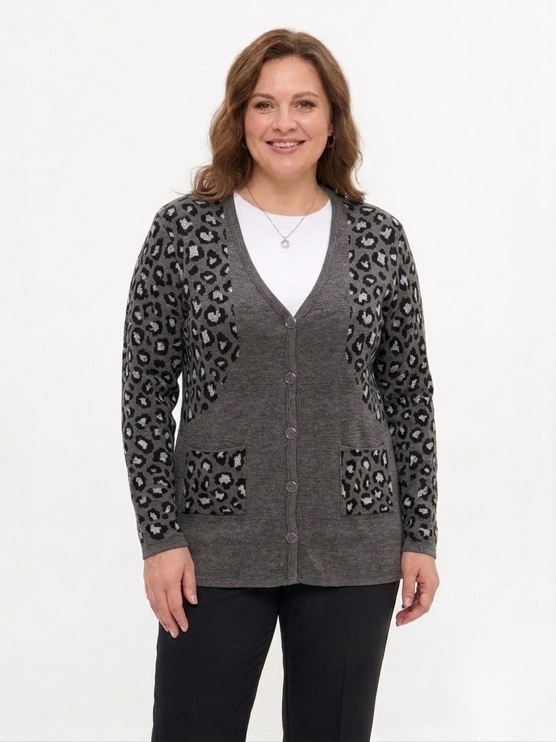 Onno Style Simli Leopar Desen Klasik Düğmeli Ceket