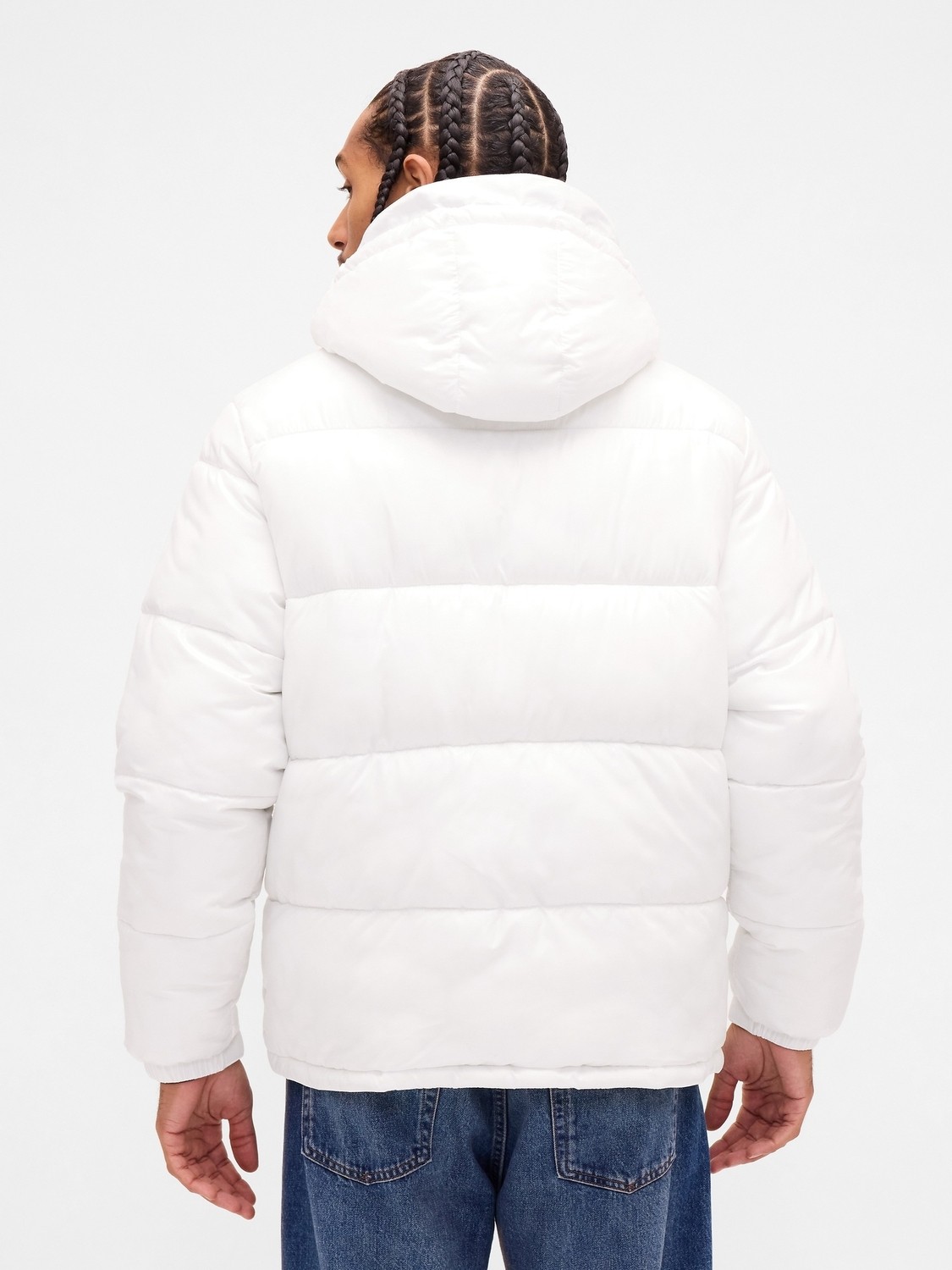 Gap Erkek Beyaz Geri Dönüştürülmüş Heavyweight Şişme Puffer Şişme Mont görsel 4