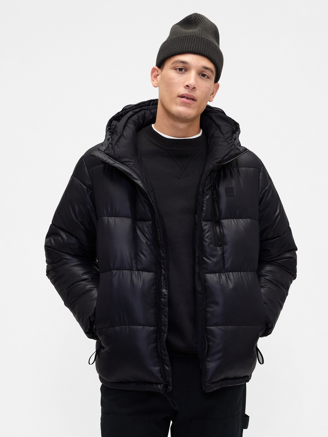 Gap Erkek Beyaz Geri Dönüştürülmüş Heavyweight Şişme Puffer Şişme Mont görsel 6