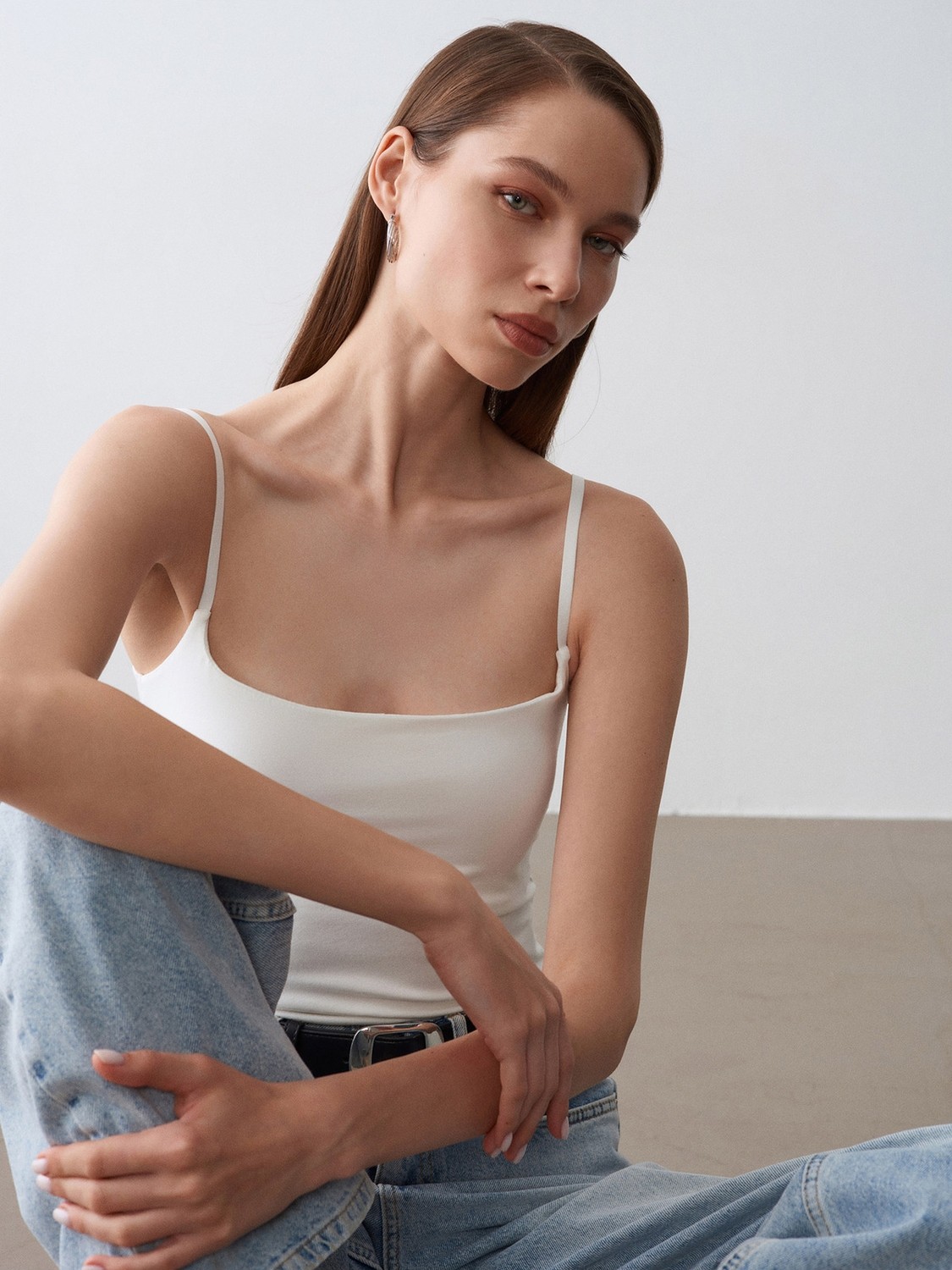 Dilvin 21200 Bra-Free Askılı Top-Ekru görsel 2