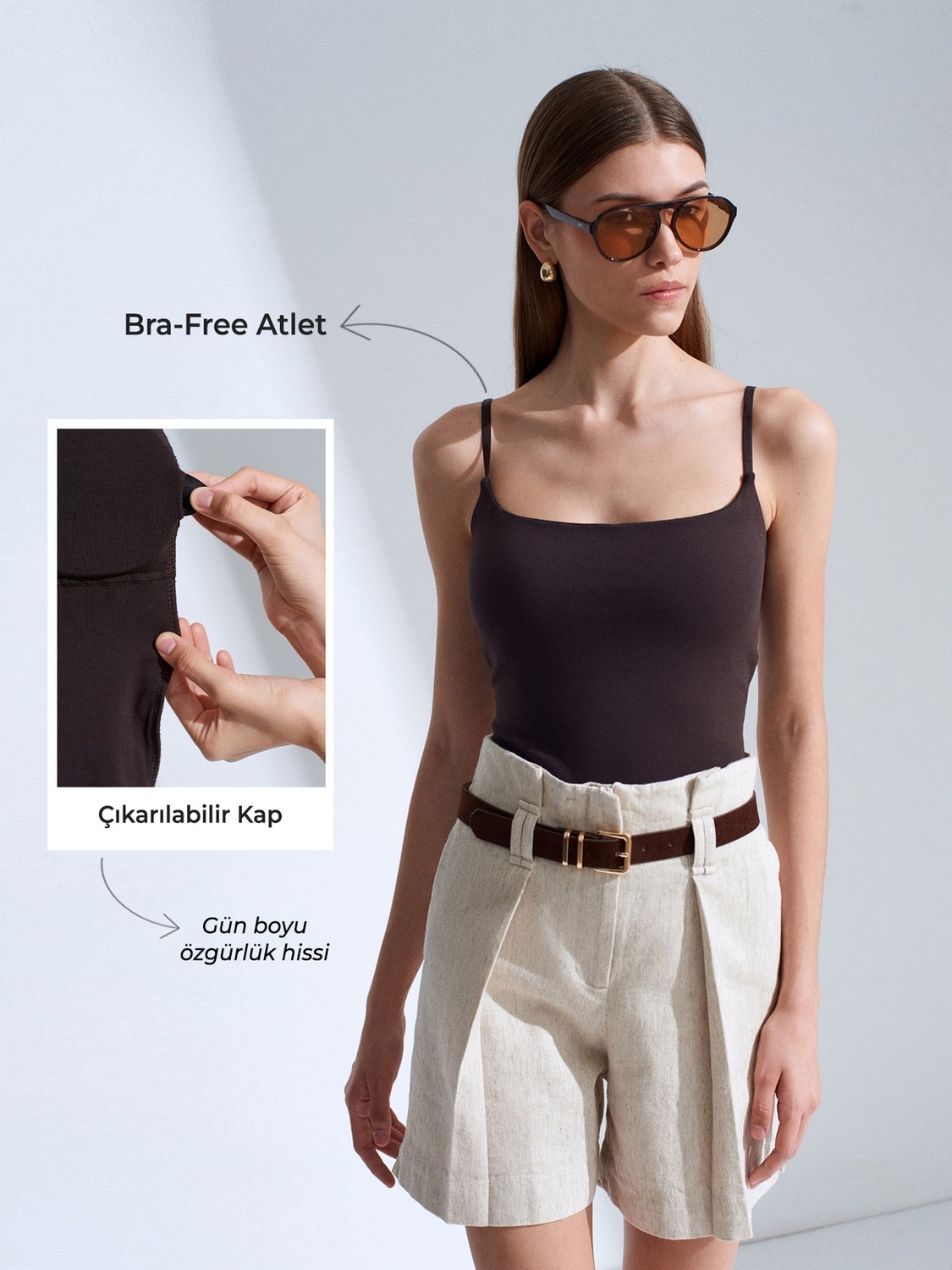 Dilvin 21200 Bra-Free Askılı Top-Ekru görsel 7