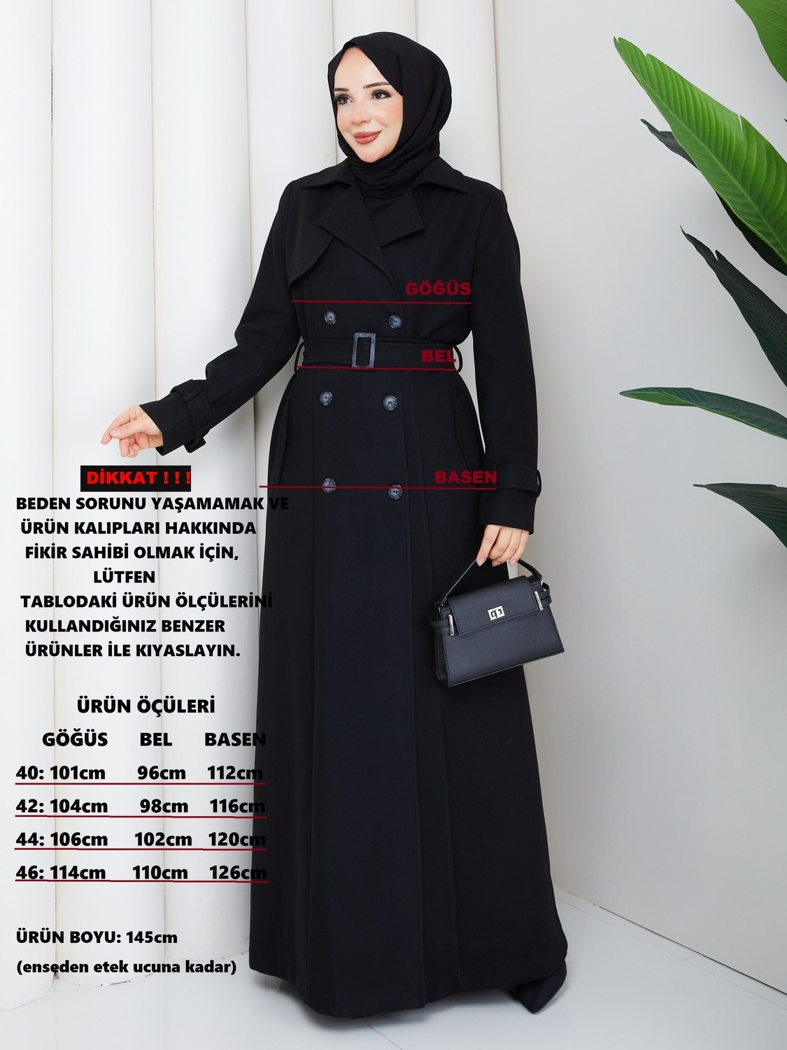 Doque Kışlık Kaşe Kadın Pardesü Çift Düğme Kruvaze Yaka Genç Spor Model Tam Boy 58013 görsel 3