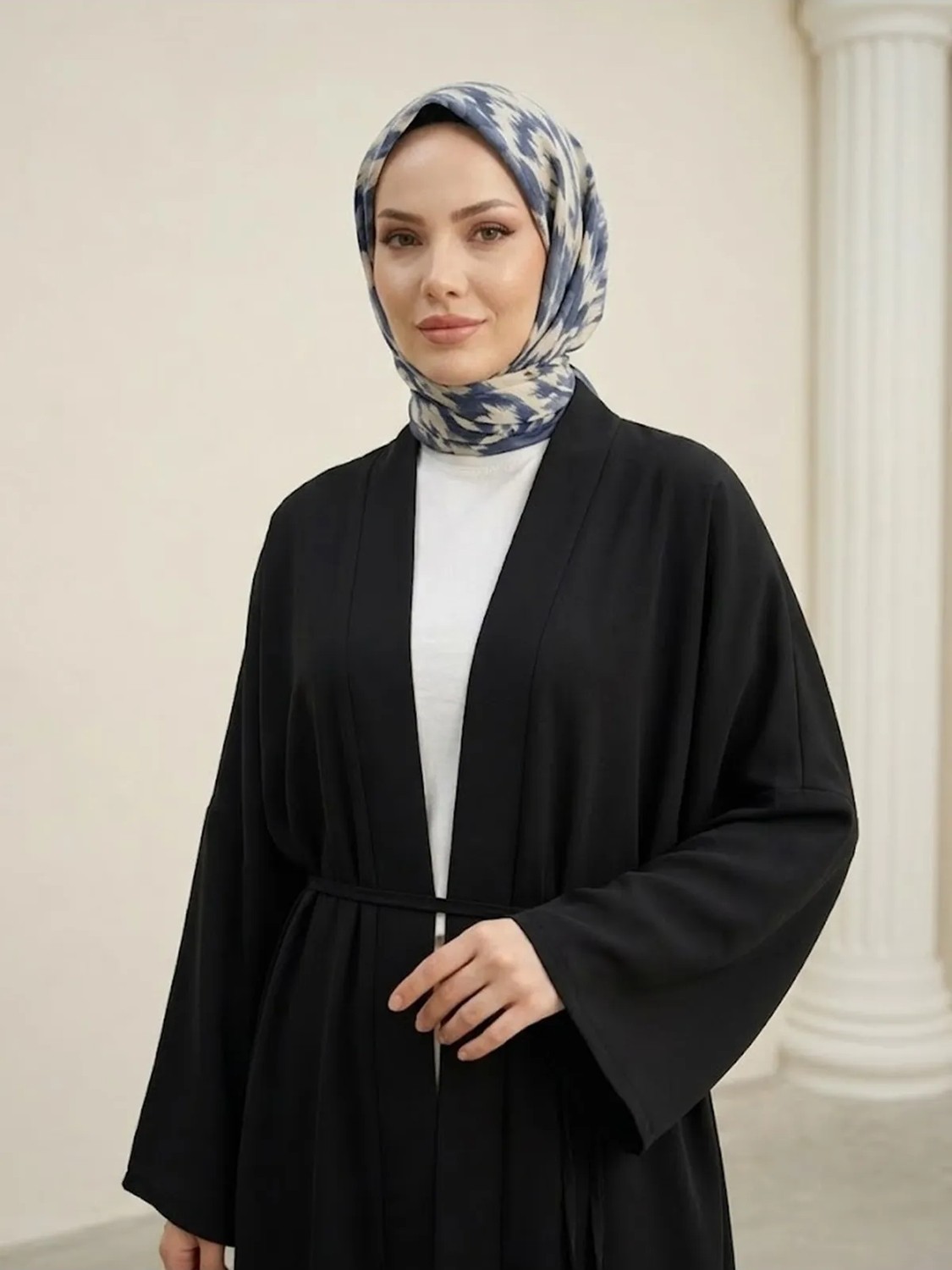 Miostil Kimono Uzun Dubai Hırka-Siyah görsel 2