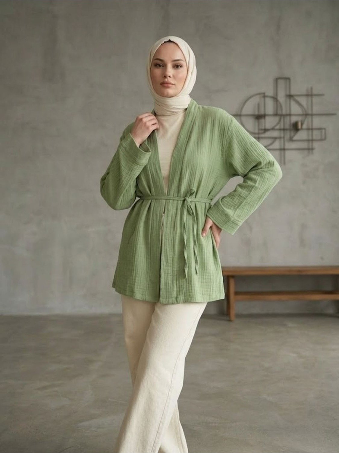 Miostil Müslin Kimono-Lacivert görsel 7