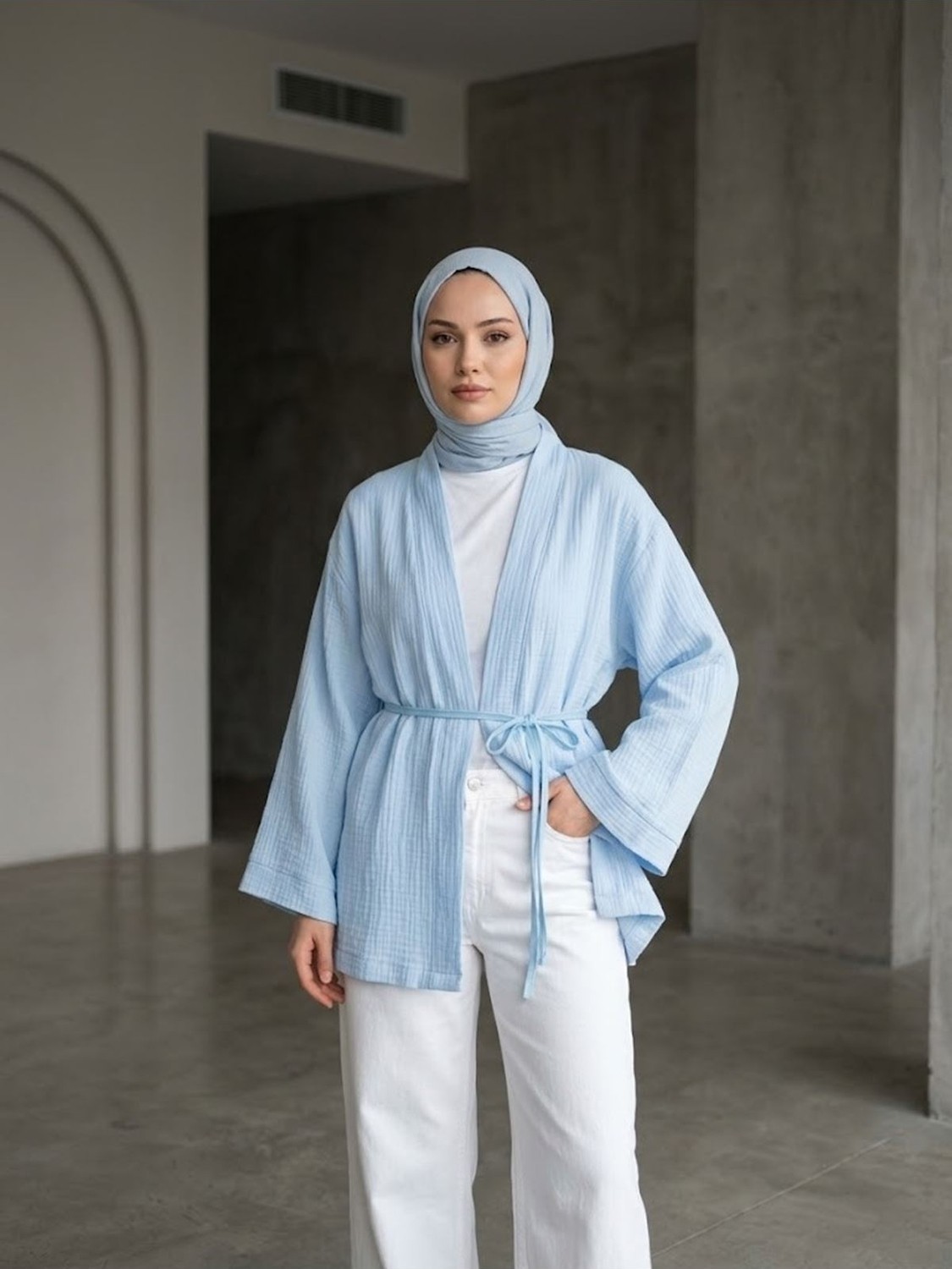 Miostil Müslin Kimono-Lacivert görsel 8