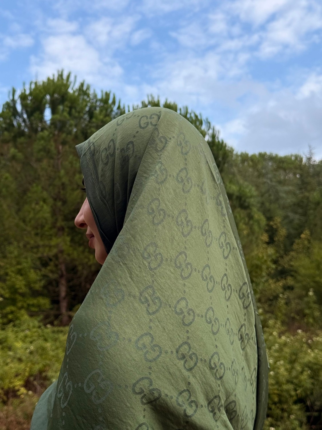 Silk Fresh Soft Haki G Desenli Eşarp