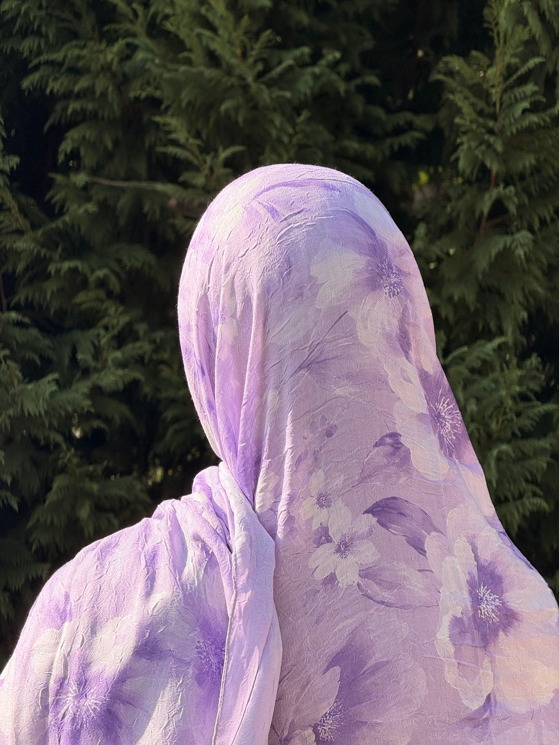 Açık Mor Çiçek Desenli Şal görsel 2