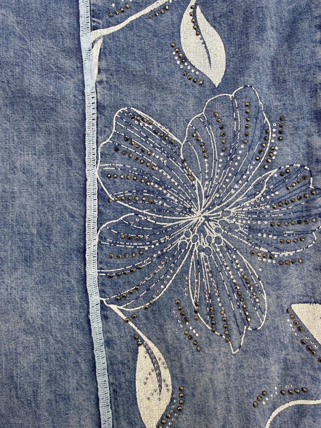 Zanessi Büyük Beden Çiçek Desenli Mom Kesim Bileği Yırtmaçlı Denim Kadın Pantolon görsel 5