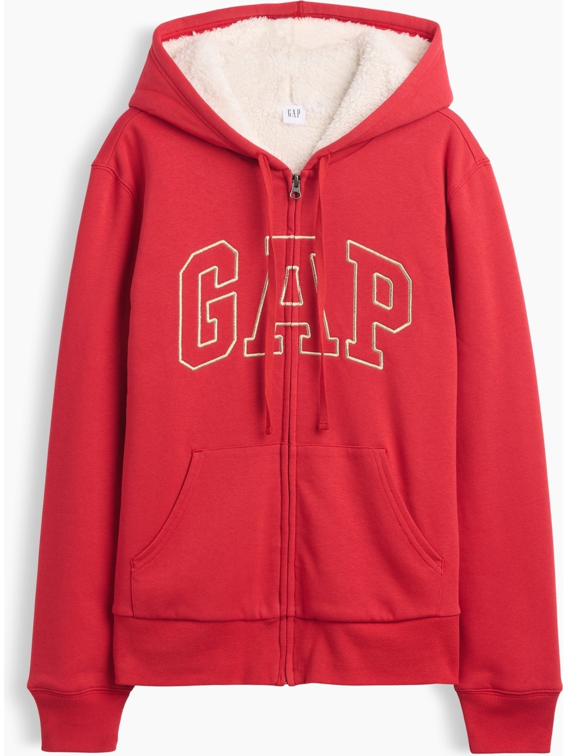 Gap Kadın Kahverengi Relaxed Gap Logo Sherpa-Astarlı Fermuarlı Sweatshirt görsel 2