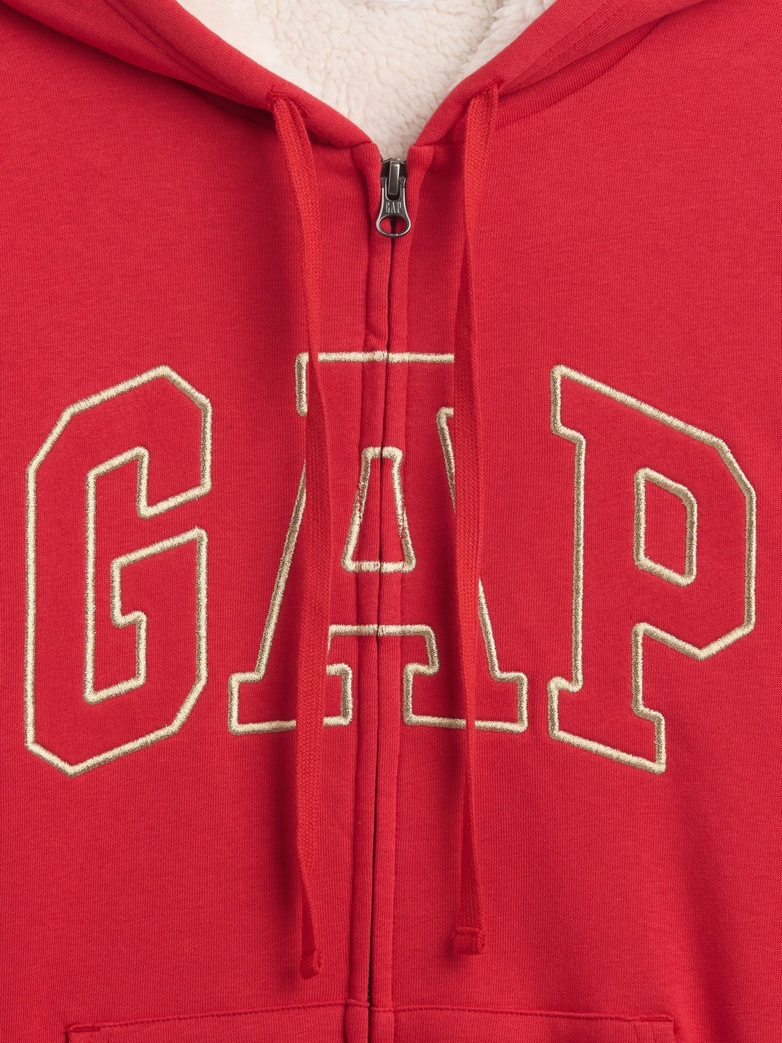 Gap Kadın Kahverengi Relaxed Gap Logo Sherpa-Astarlı Fermuarlı Sweatshirt görsel 4