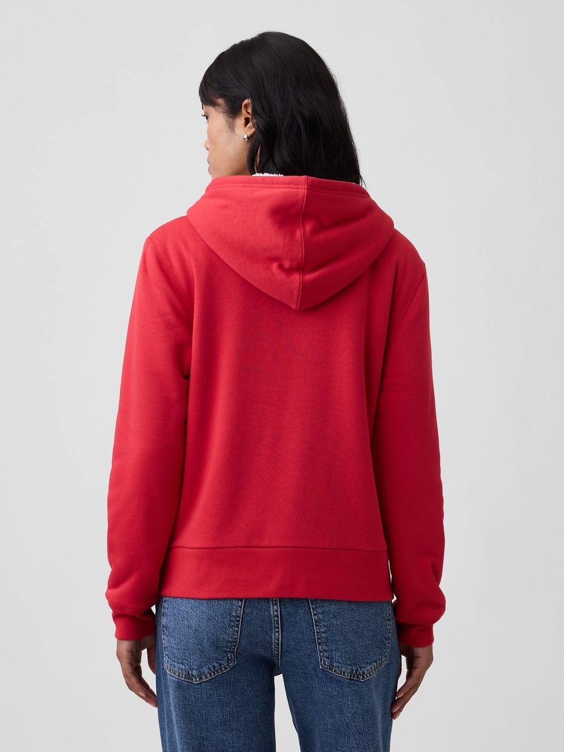 Gap Kadın Kahverengi Relaxed Gap Logo Sherpa-Astarlı Fermuarlı Sweatshirt görsel 5