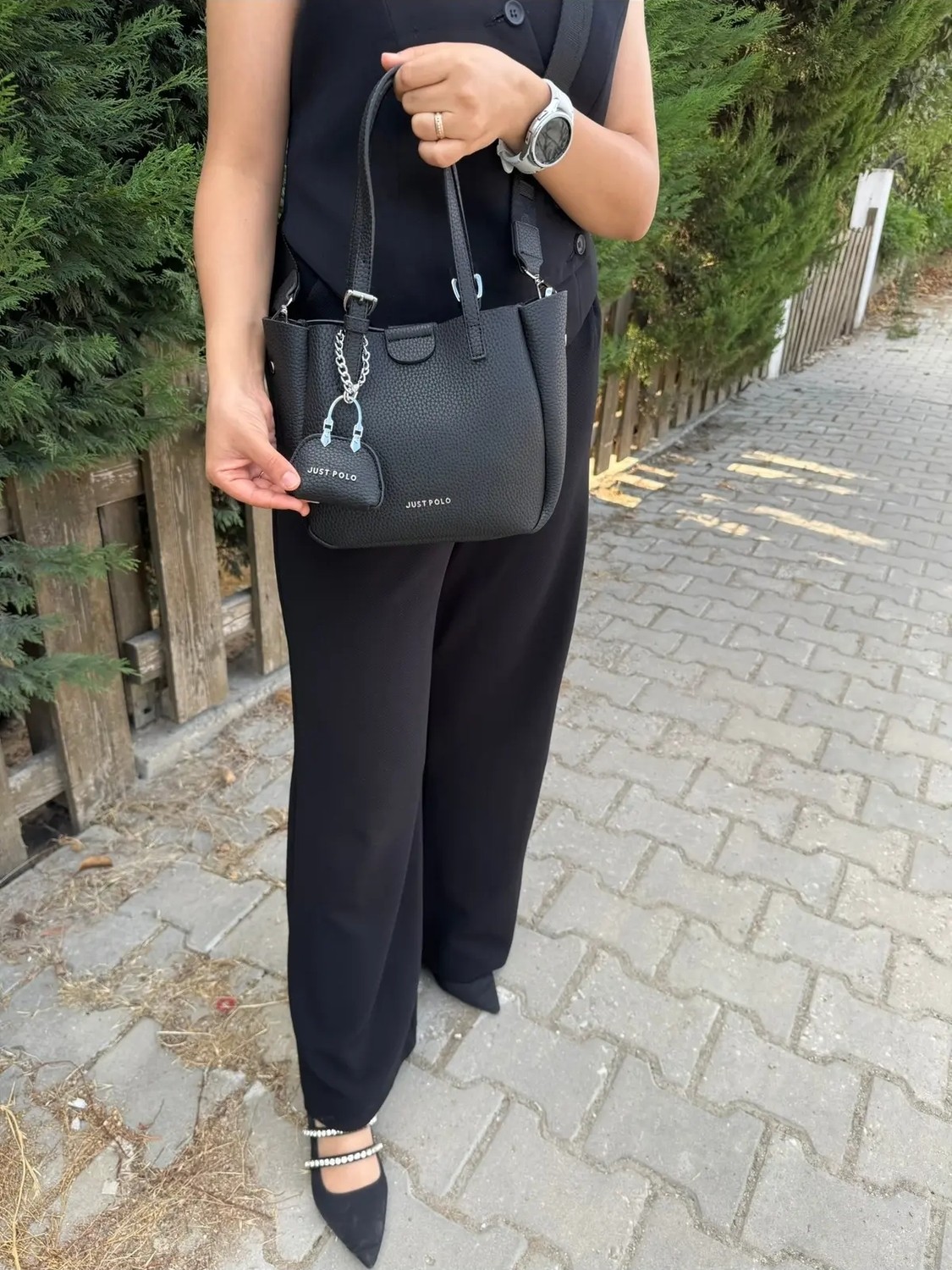 Just Polo Günlük Kombinlere Uygun Kadın Orta Boy Ayarlanabilir Askılı Şık El & Omuz Çantası Shoulder Bag görsel 8